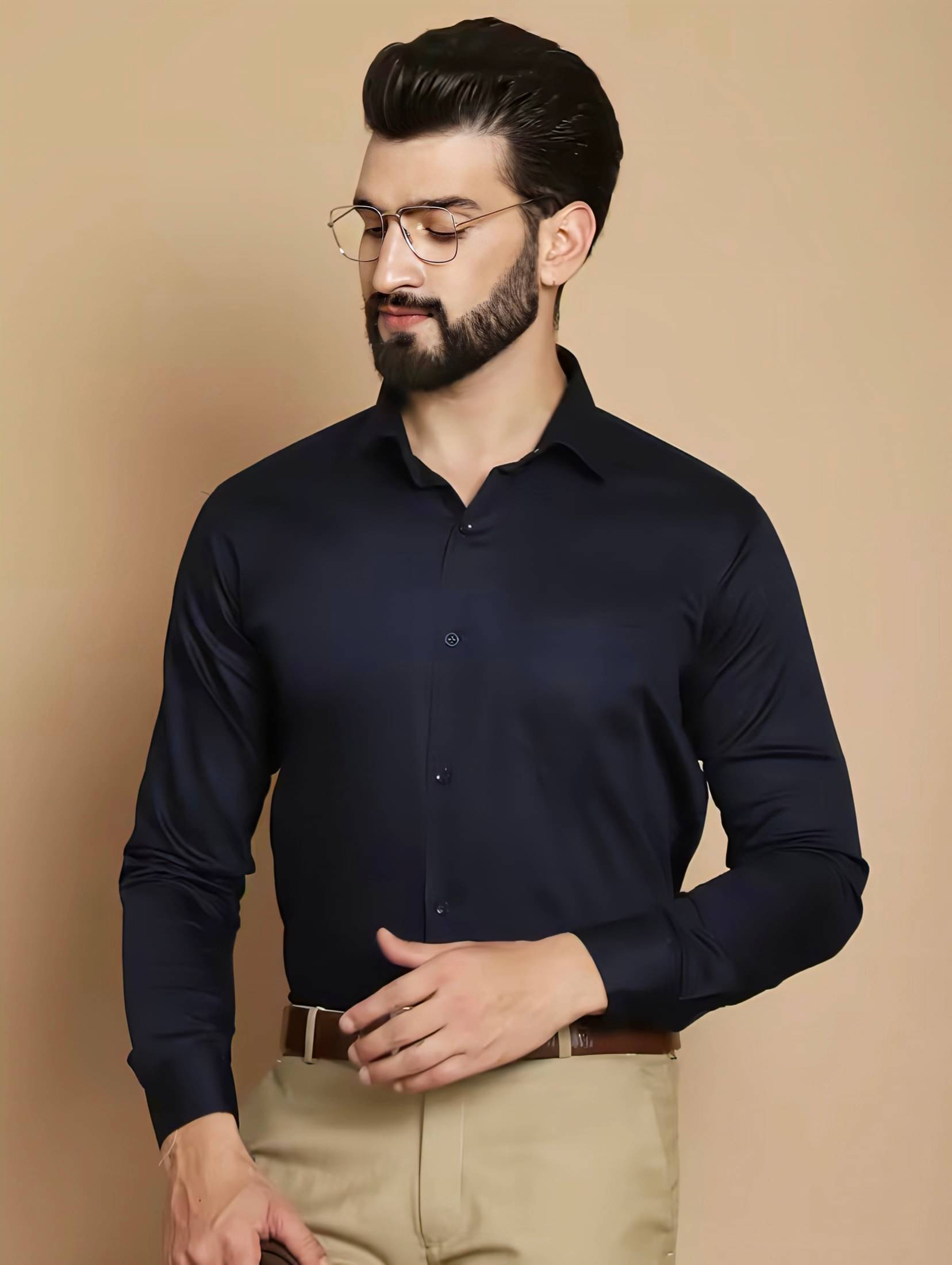 MAAN Cotton Blend Regular Fit Solids Full Sleeves Men's Casual Shirt - Blue ( Pack of 1 ) MAAN Cotton Blend Regular Fit Solids Full Sleeves Men's Casual Shirt - Blue ( Pack of 1 )