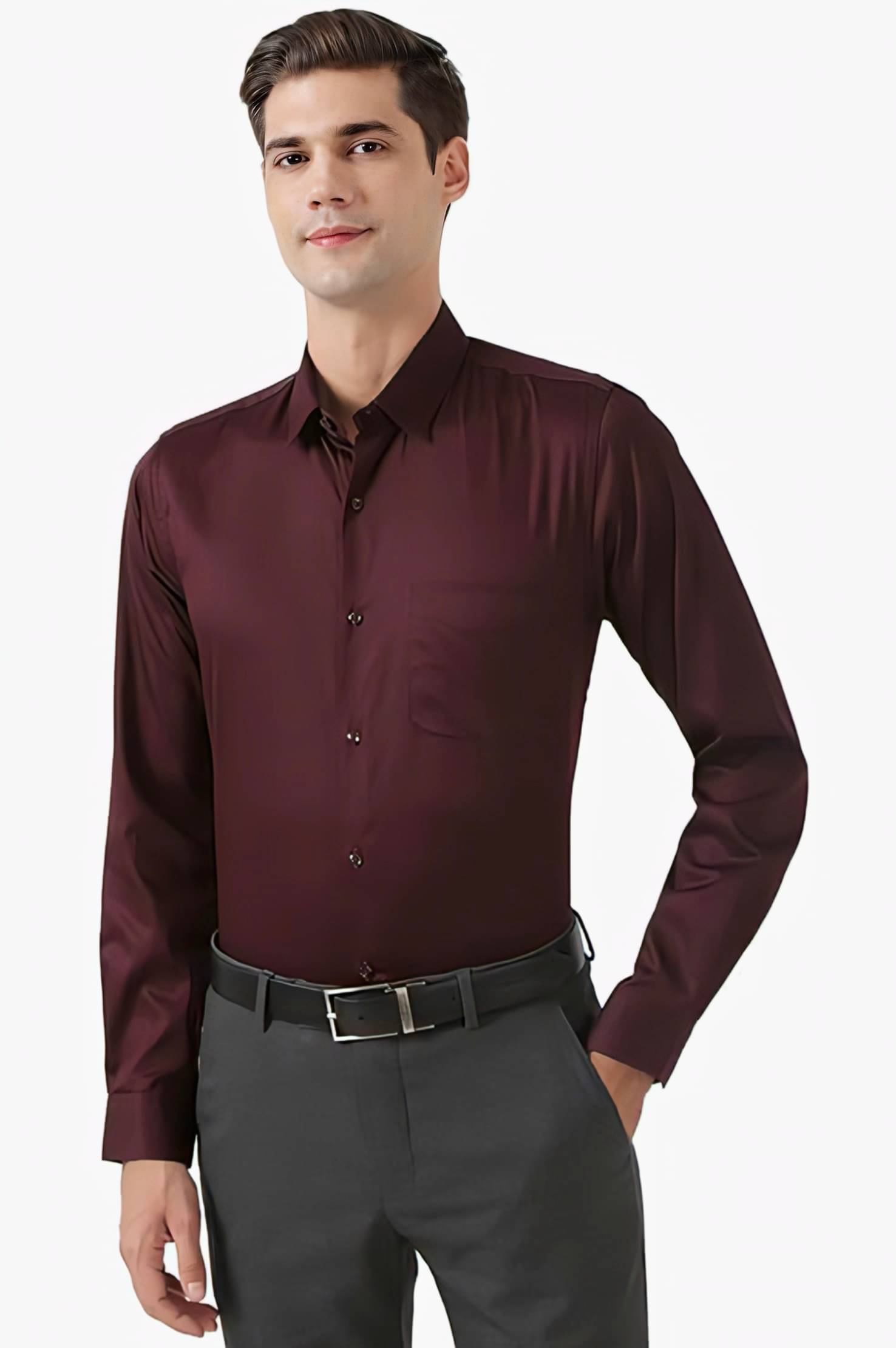 MAAN Cotton Blend Regular Fit Solids Full Sleeves Men's Casual Shirt - Maroon ( Pack of 1 ) MAAN Cotton Blend Regular Fit Solids Full Sleeves Men's Casual Shirt - Maroon ( Pack of 1 )