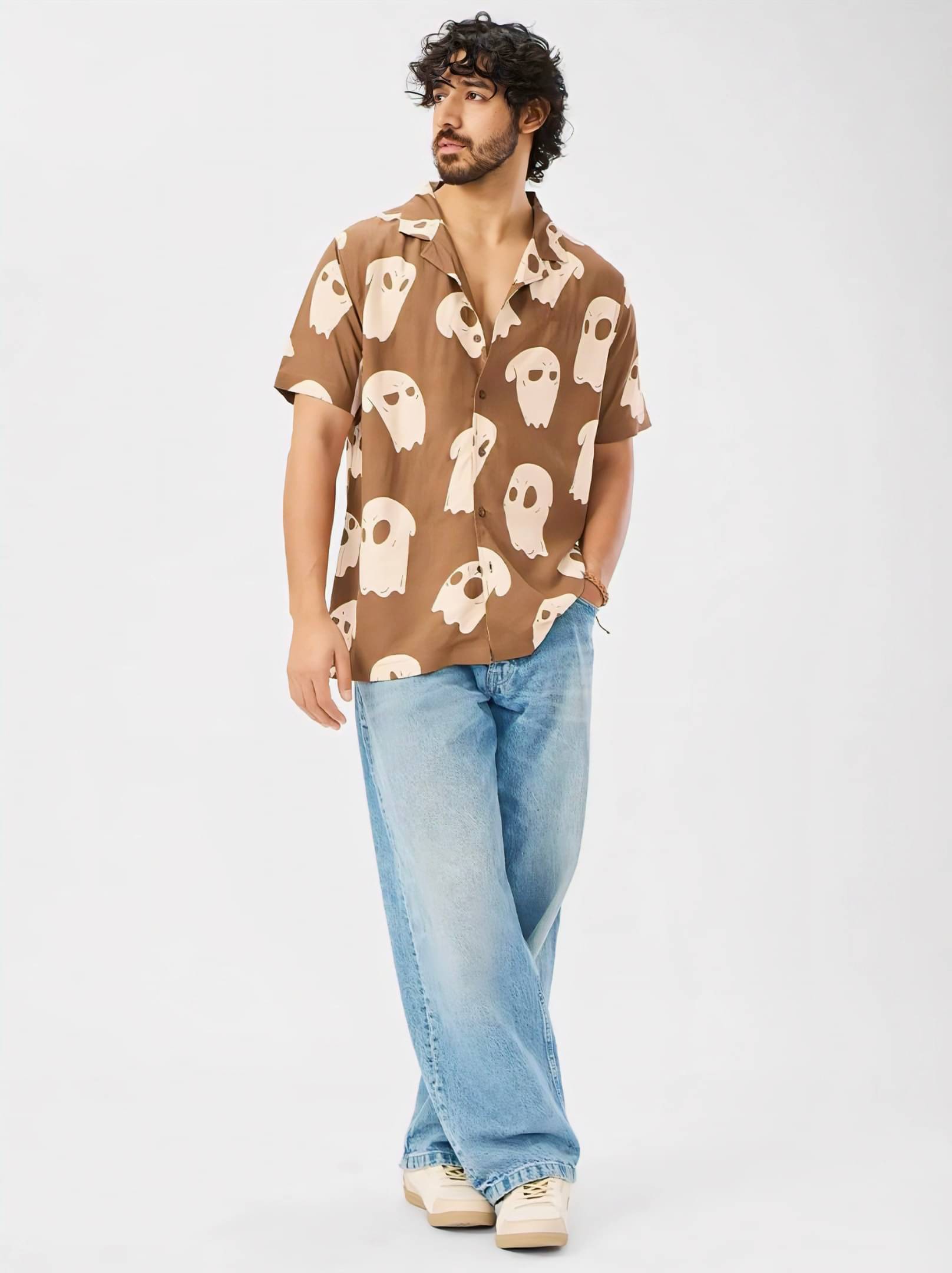     			MAAN Rayon Regular Fit Printed Half Sleeves Men's Casual Shirt - Brown ( Pack of 1 )