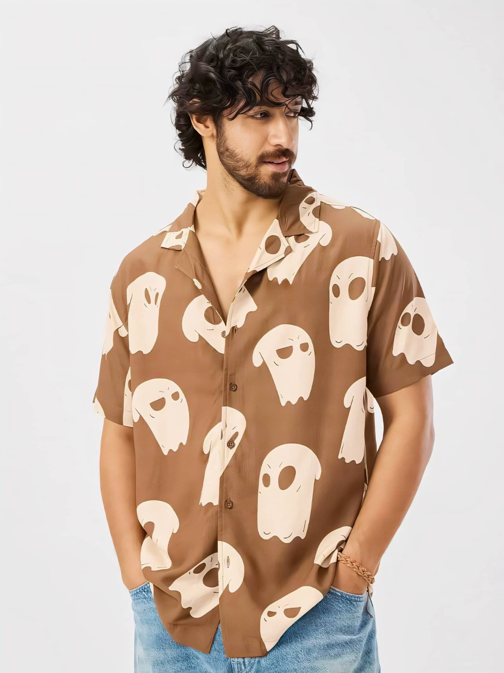     			MAAN Rayon Regular Fit Printed Half Sleeves Men's Casual Shirt - Brown ( Pack of 1 )