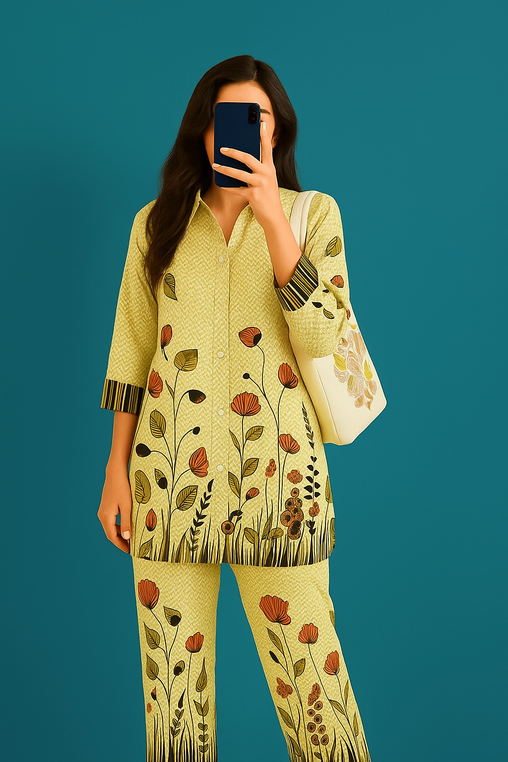     			Marq Fashion.. Women Solid Shirt With Palazzos Co-Ord Set ( Cream )