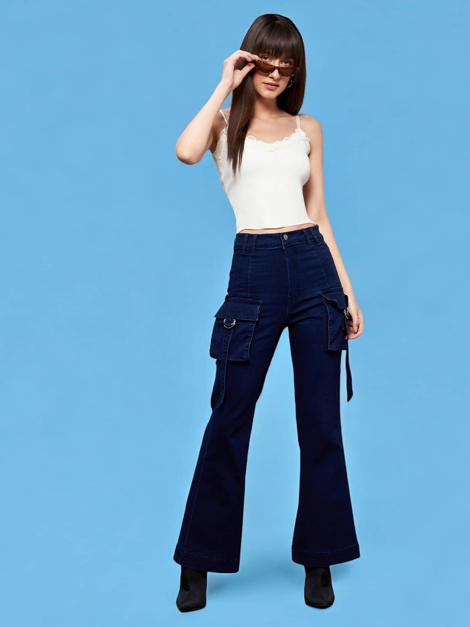     			Miss Chase Women's Bootcut High-Rise Jeans ( Blue )