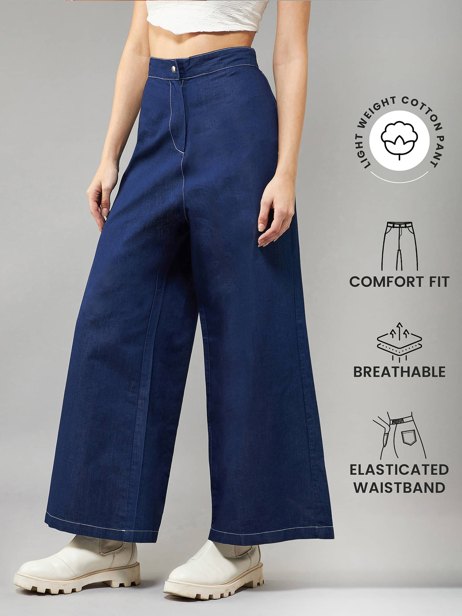     			Miss Chase Women's Relaxed Fit High-Rise Jeans ( Navy )