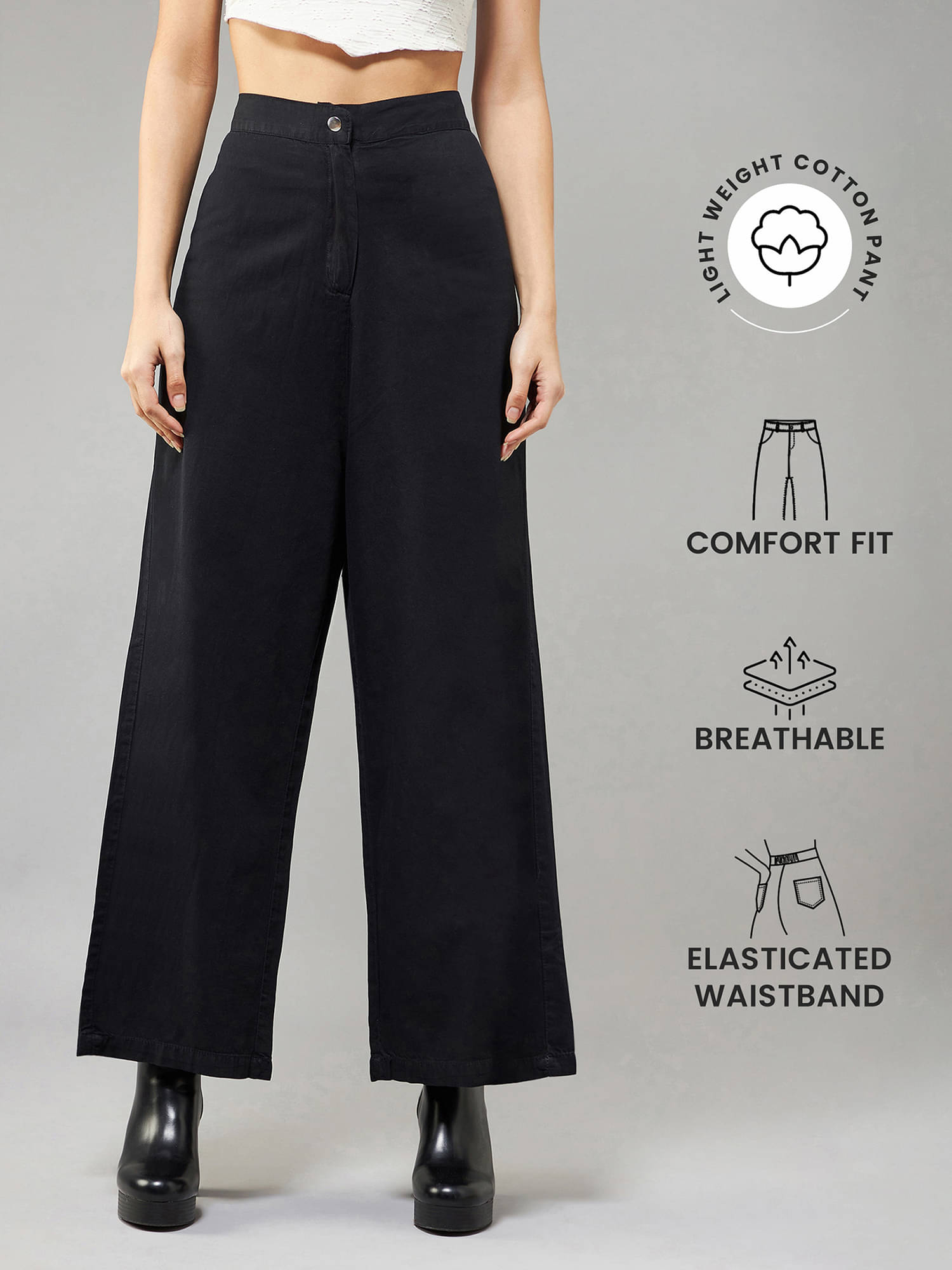     			Miss Chase Women's Relaxed Fit High-Rise Jeans ( Black )