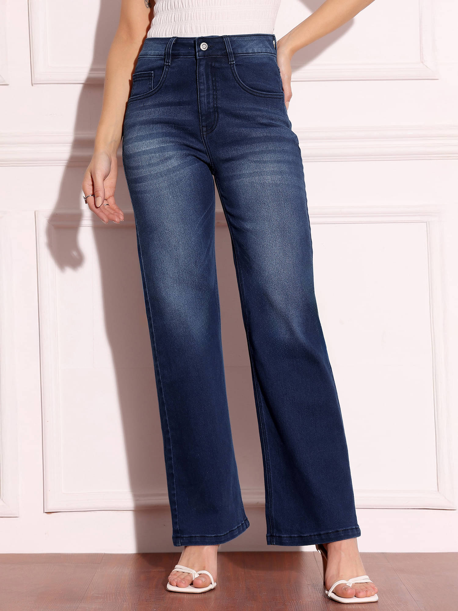     			Miss Chase Women's Straight Fit Mid-Rise Jeans ( Blue )