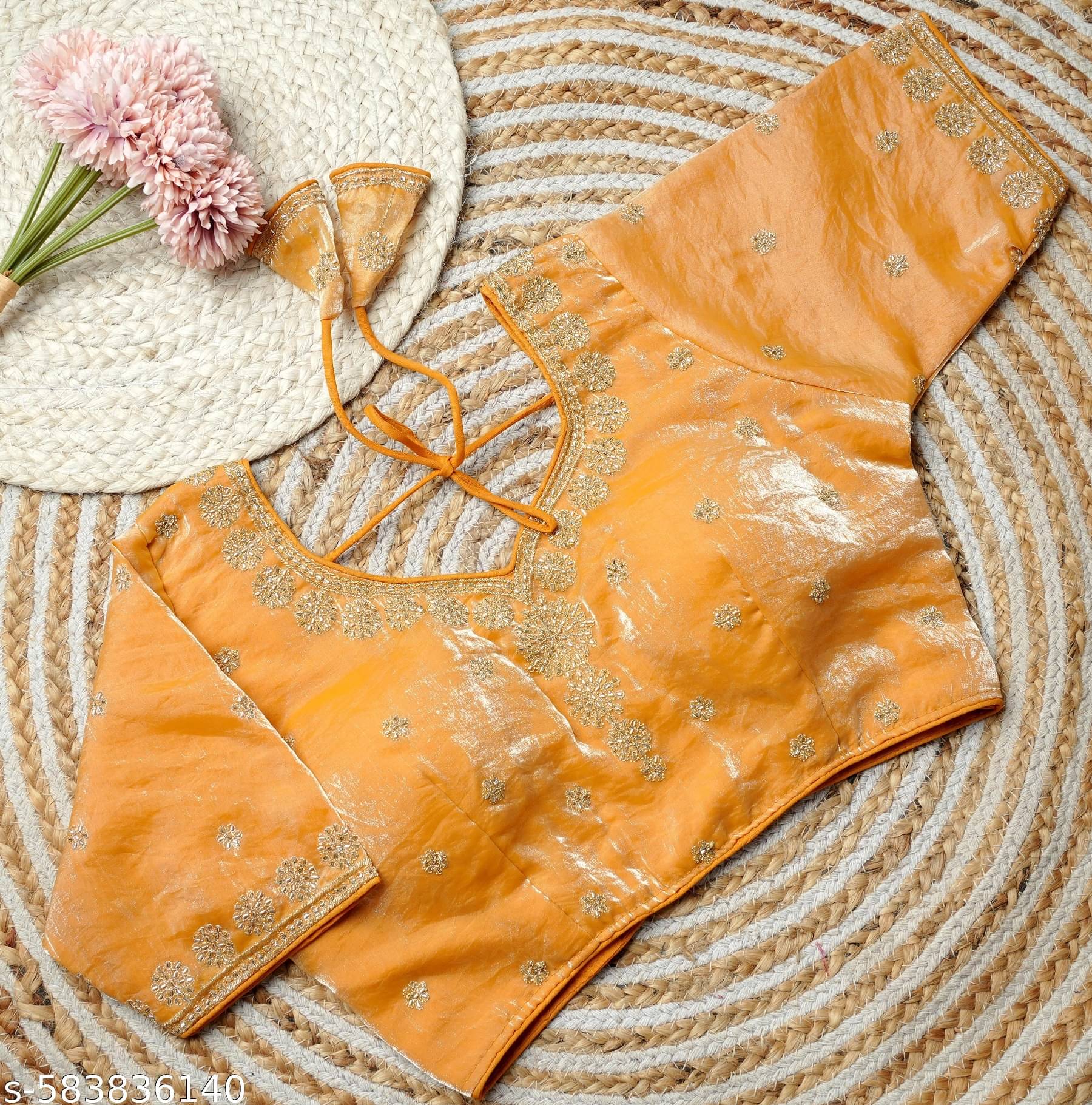 Modern Mughals Art Silk Readymade with Pad V-Neck Women's Blouse ( Yellow ) Modern Mughals Art Silk Readymade with Pad V-Neck Women's Blouse ( Yellow )