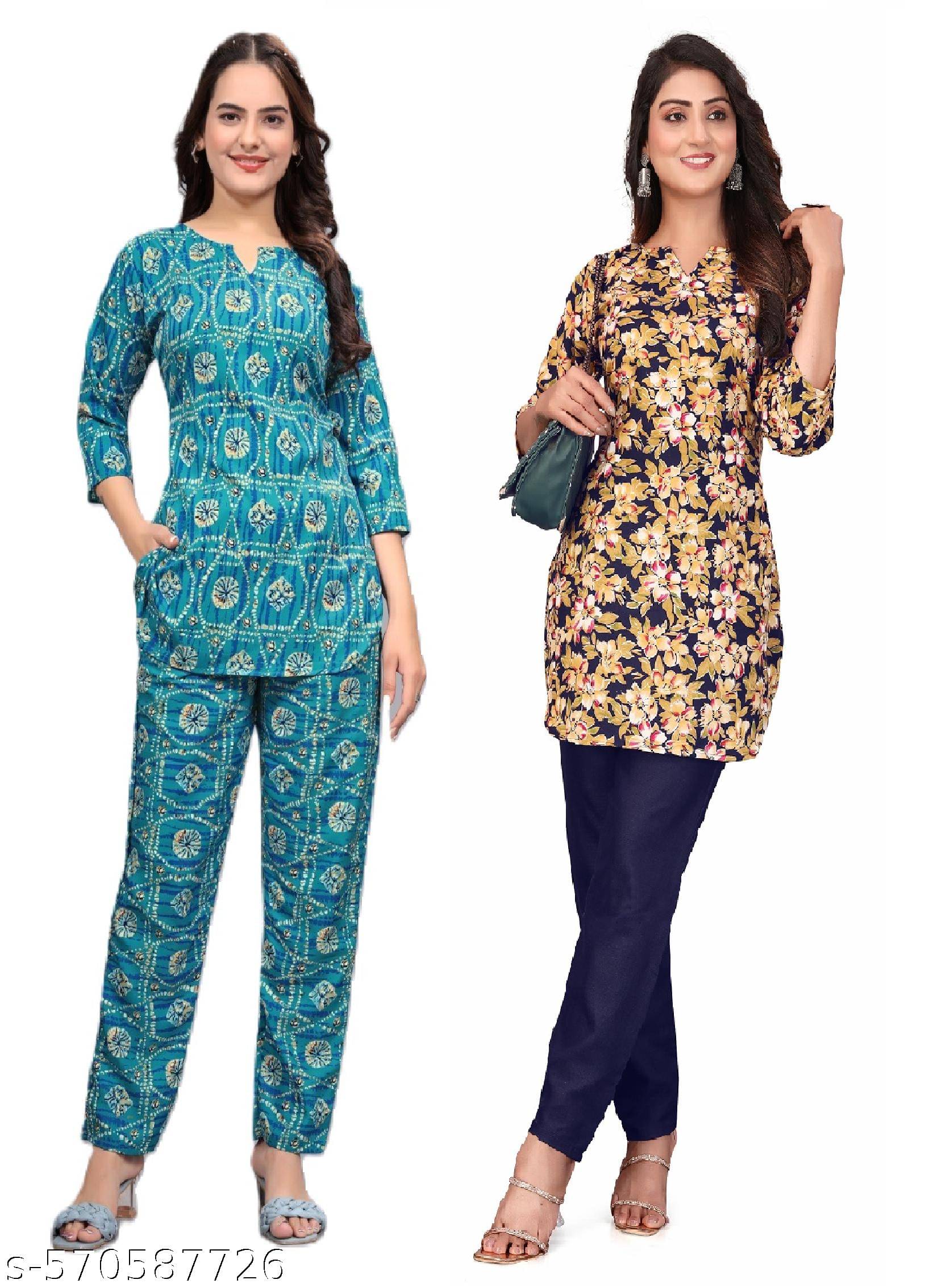     			NENOBA FAB Rayon Printed Women Top with Pyjama ( Multicolor 1 )