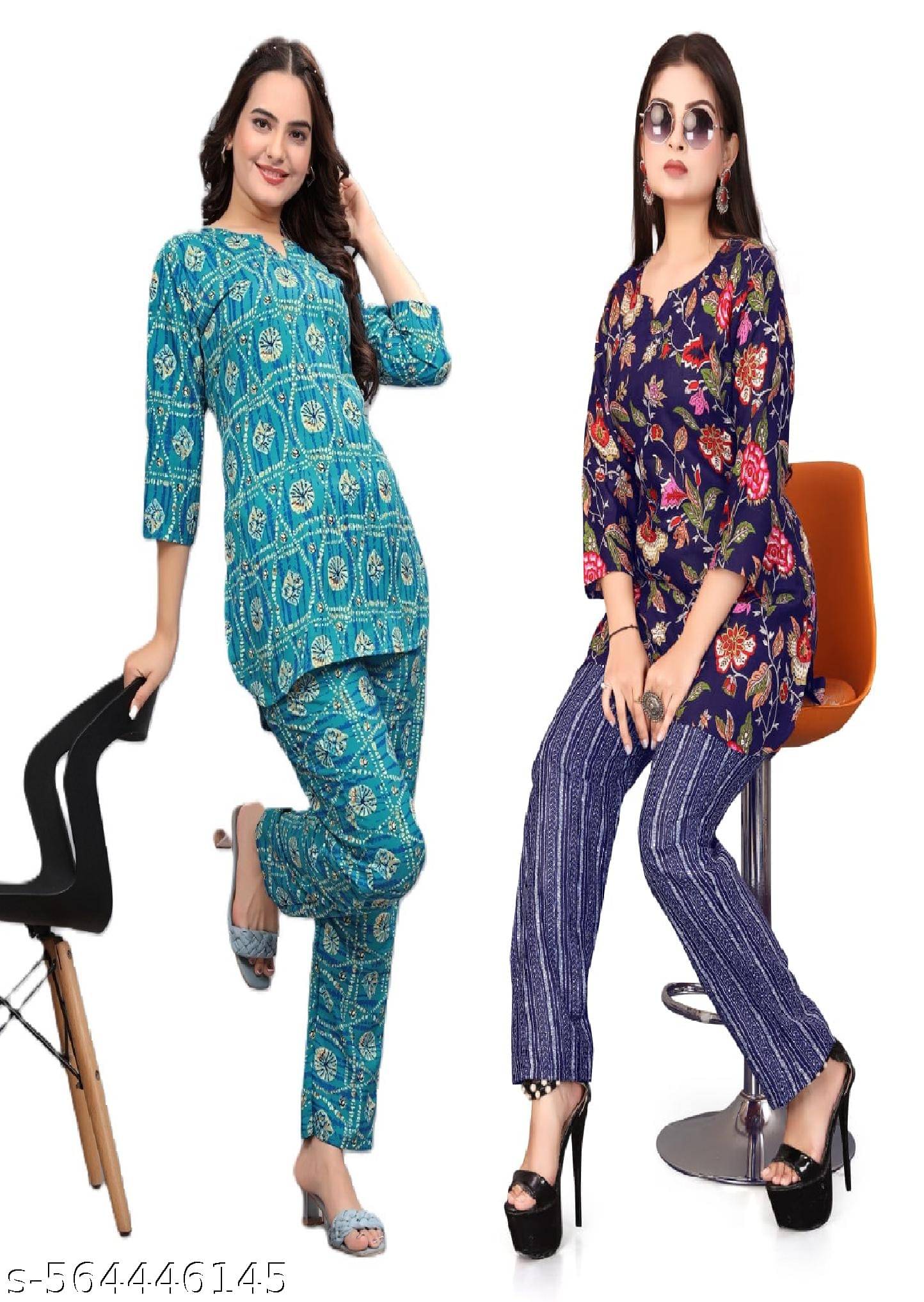     			NENOBA FAB Rayon Printed Women Top with Pyjama ( Multicolor 1 )