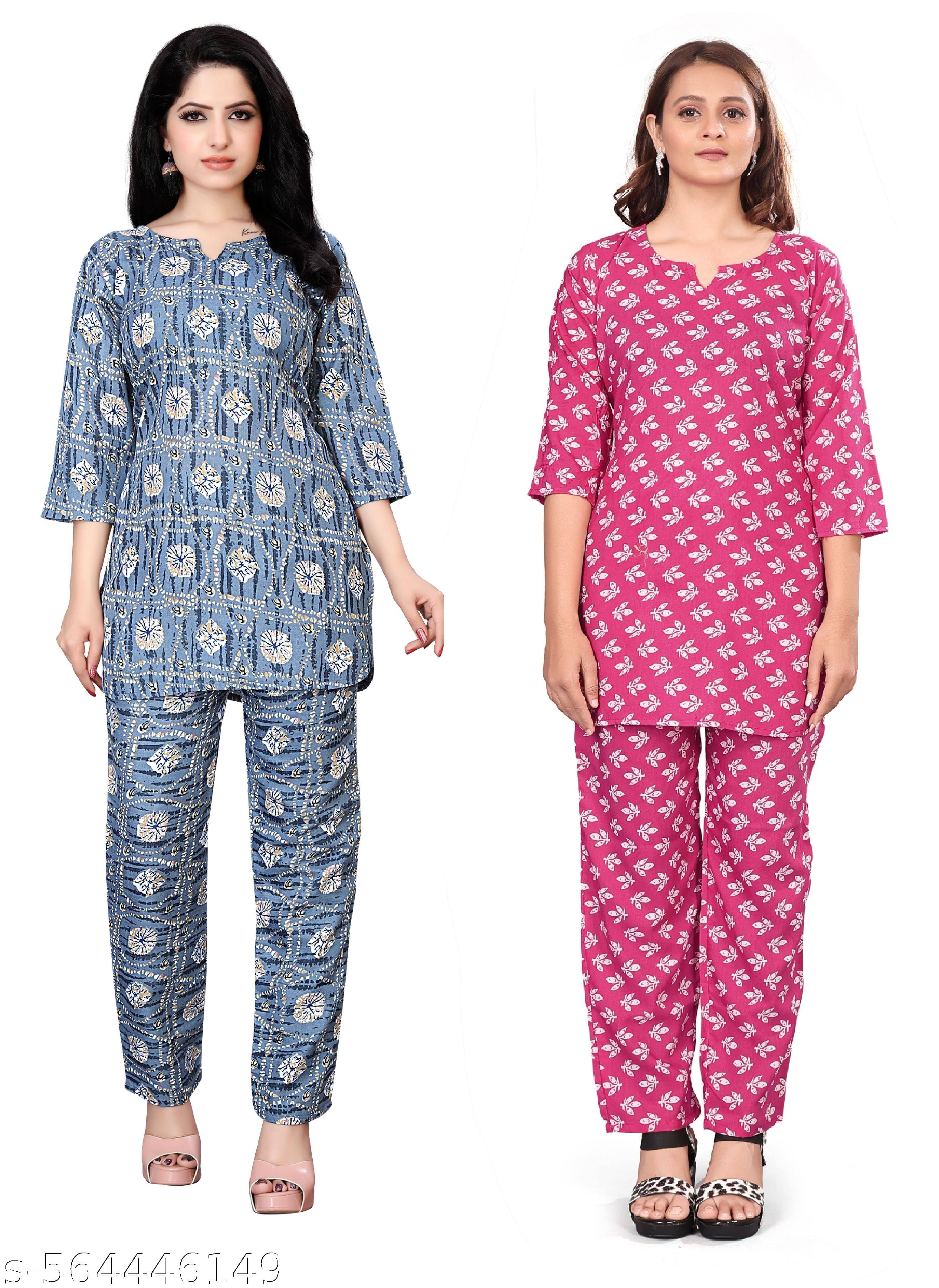     			NENOBA FAB Rayon Printed Women Top with Pyjama ( Multicolor 1 )