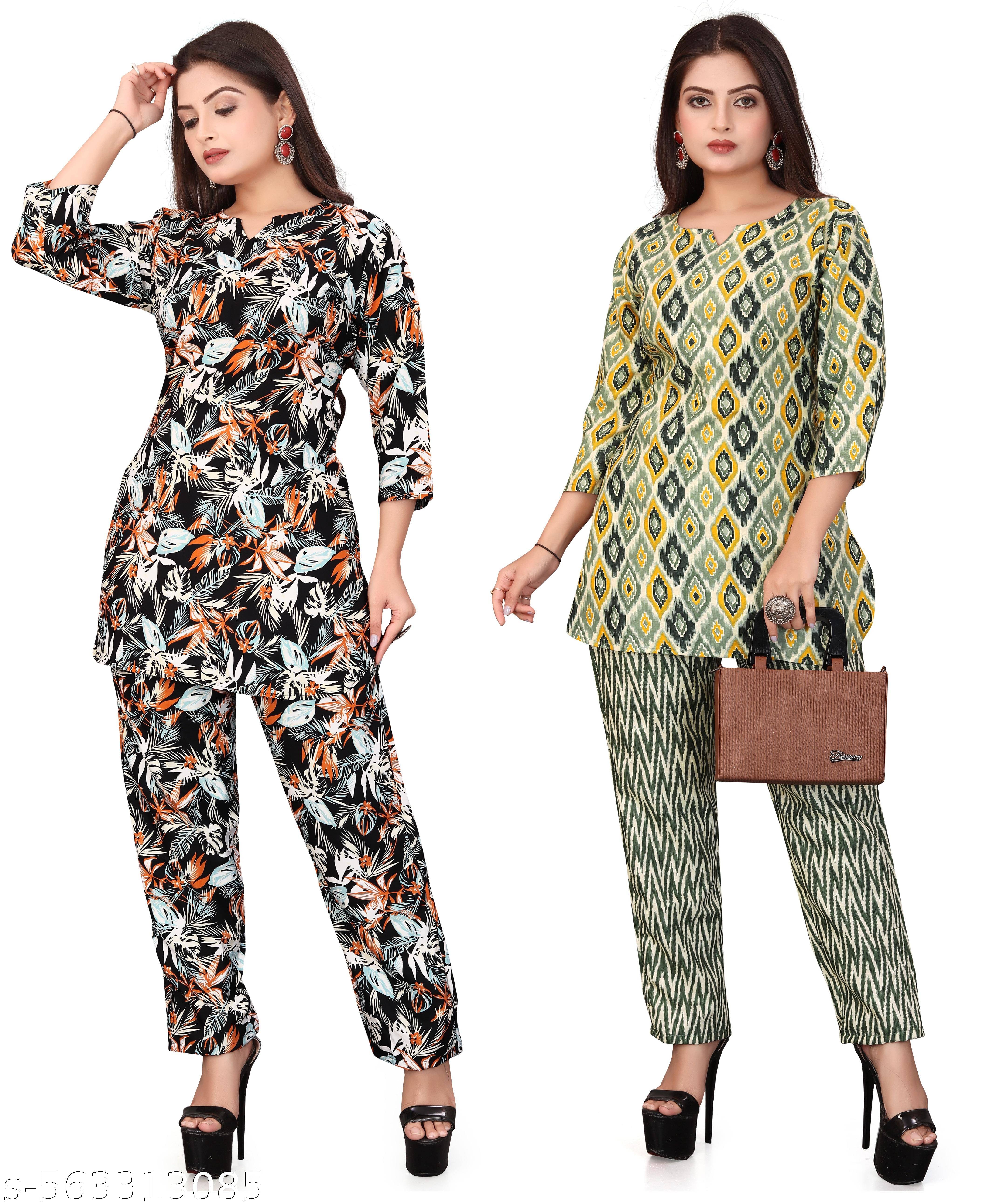     			NENOBA FAB Rayon Printed Women Top with Pyjama ( Multicolor 1 )