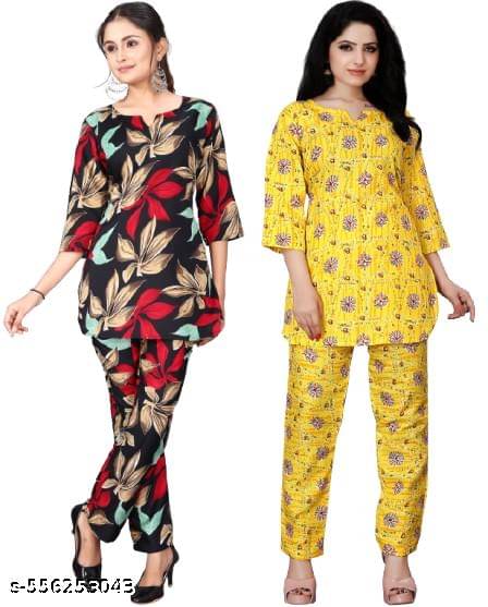     			NENOBA FAB Rayon Printed Women Top with Pyjama ( Multicolor 1 )
