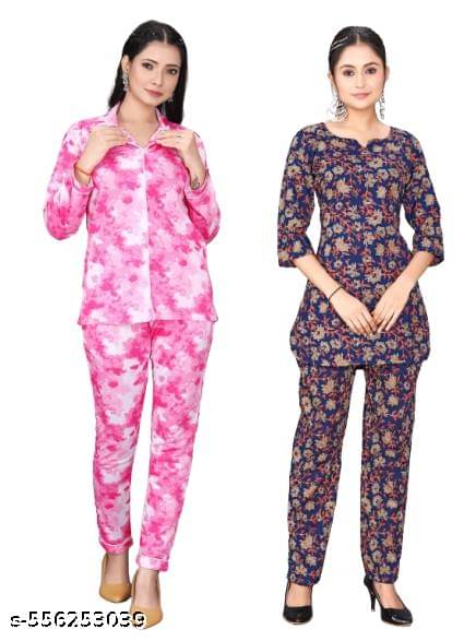     			NENOBA FAB Rayon Printed Women Top with Pyjama ( Multicolor 1 )