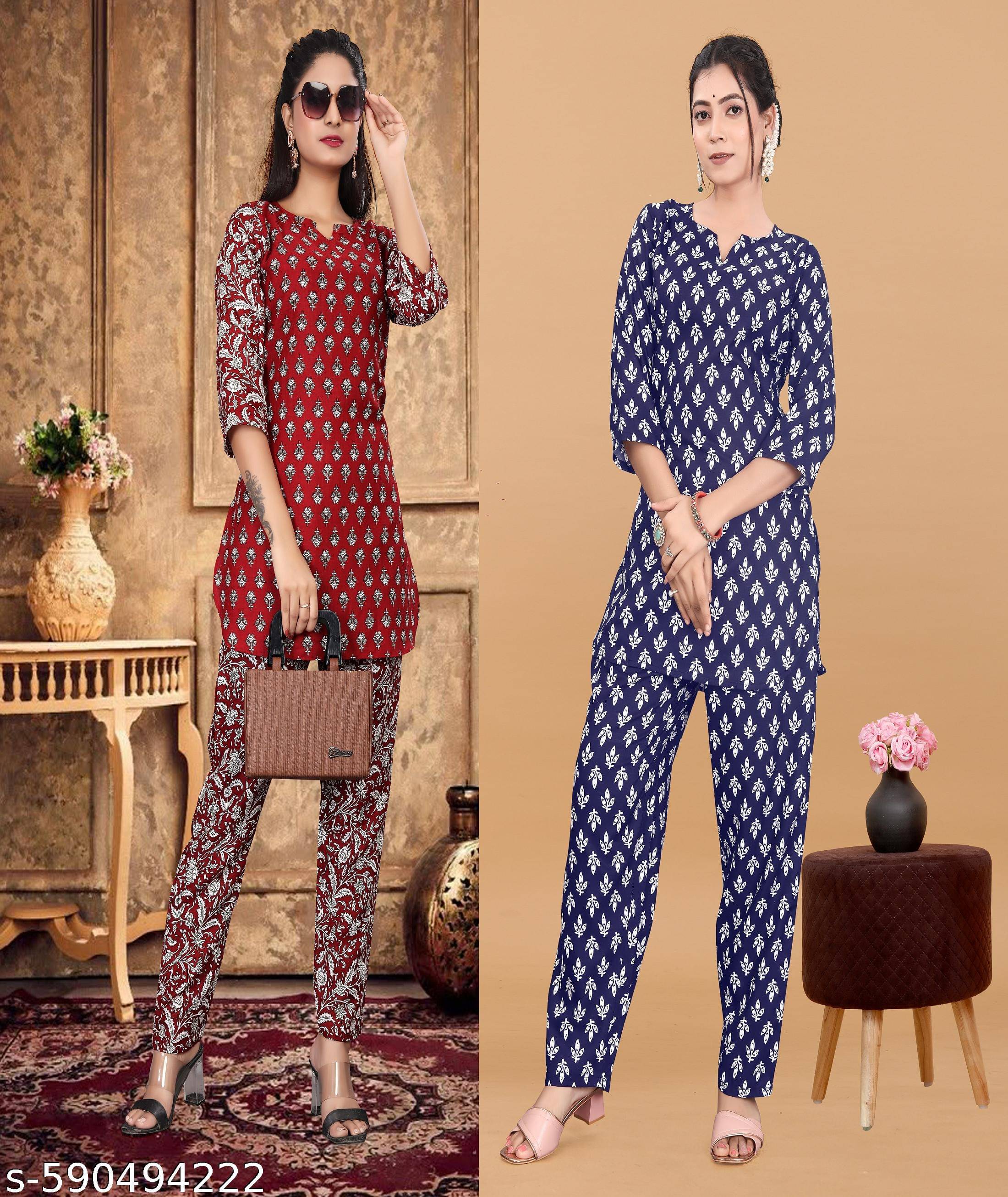     			NENOBA FAB Rayon Printed Women Top with Pyjama ( Multicolor 1 )