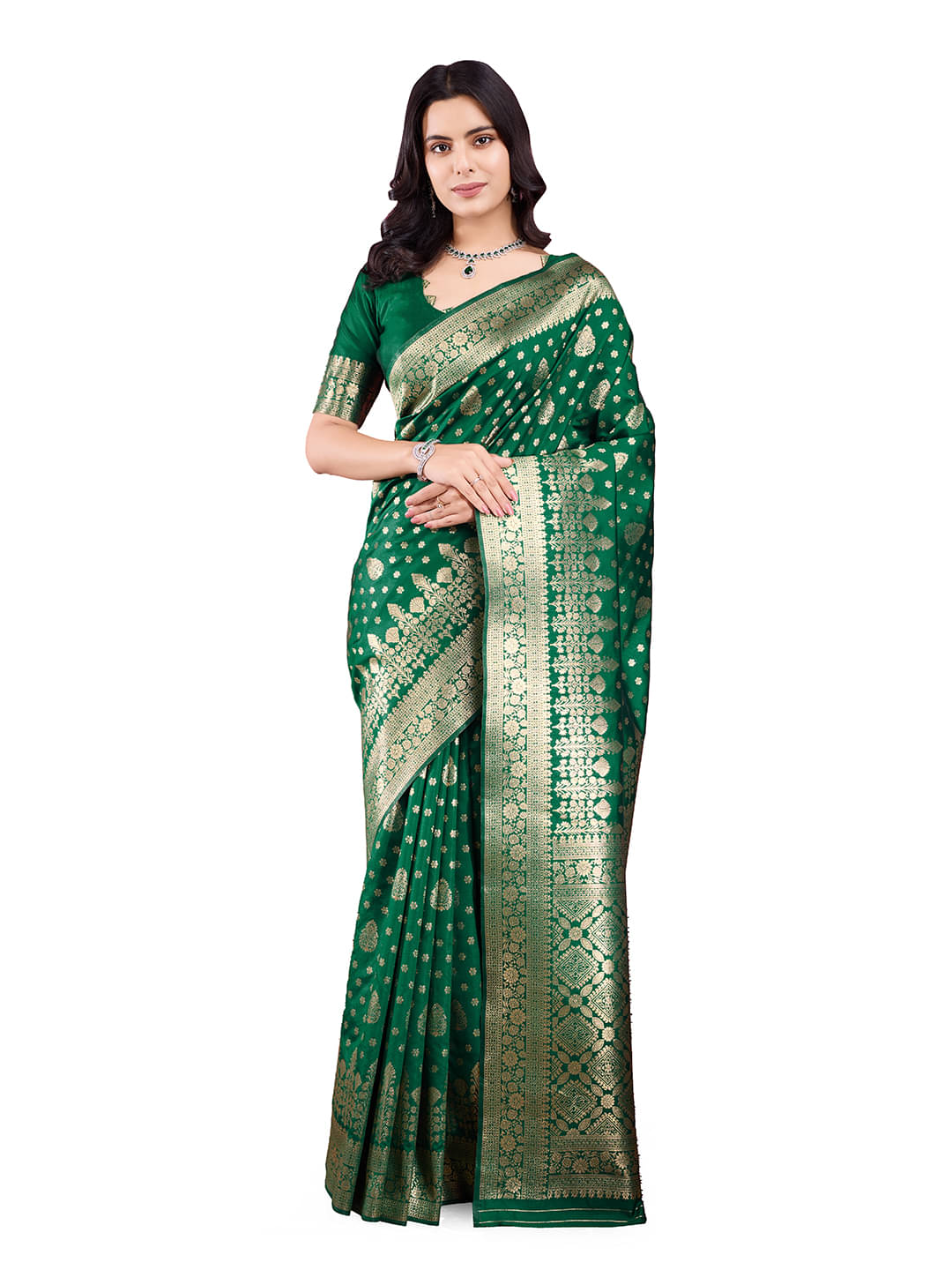     			Nil Madhav Art Art Silk Woven Design Banarasi saree With Unstitched Blouse Piece ( Green )