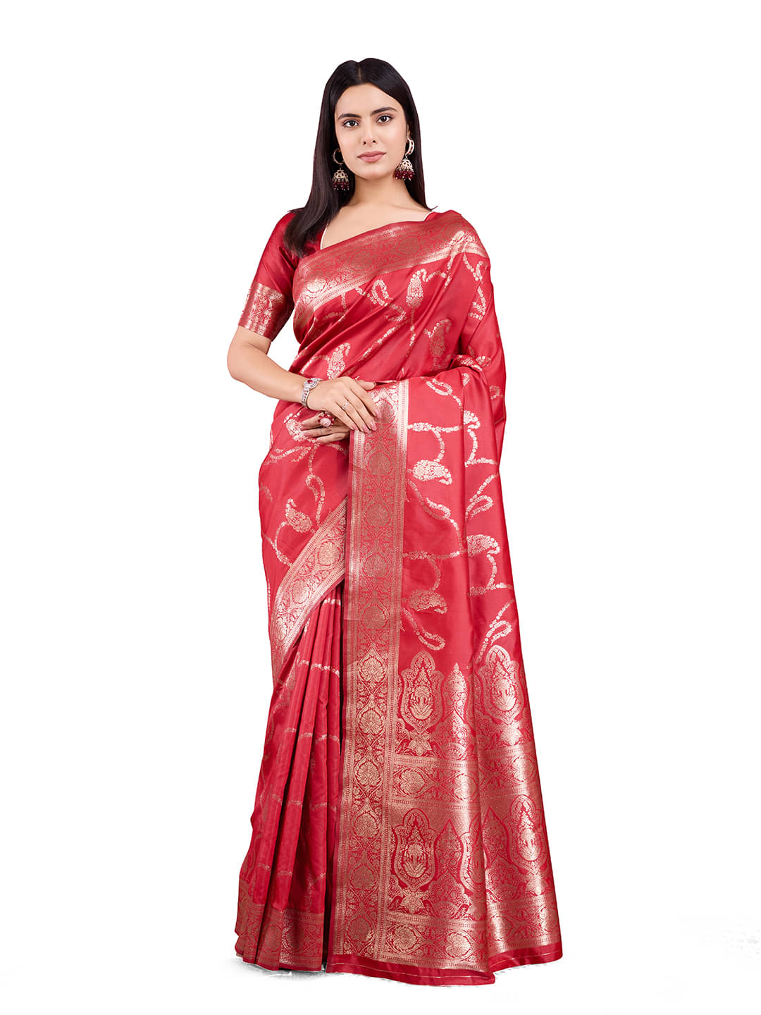 Nil Madhav Art Art Silk Embellished Kanjeevaram Sarees With Unstitched Blouse Piece ( Red ) Nil Madhav Art Art Silk Embellished Kanjeevaram Sarees With Unstitched Blouse Piece ( Red )