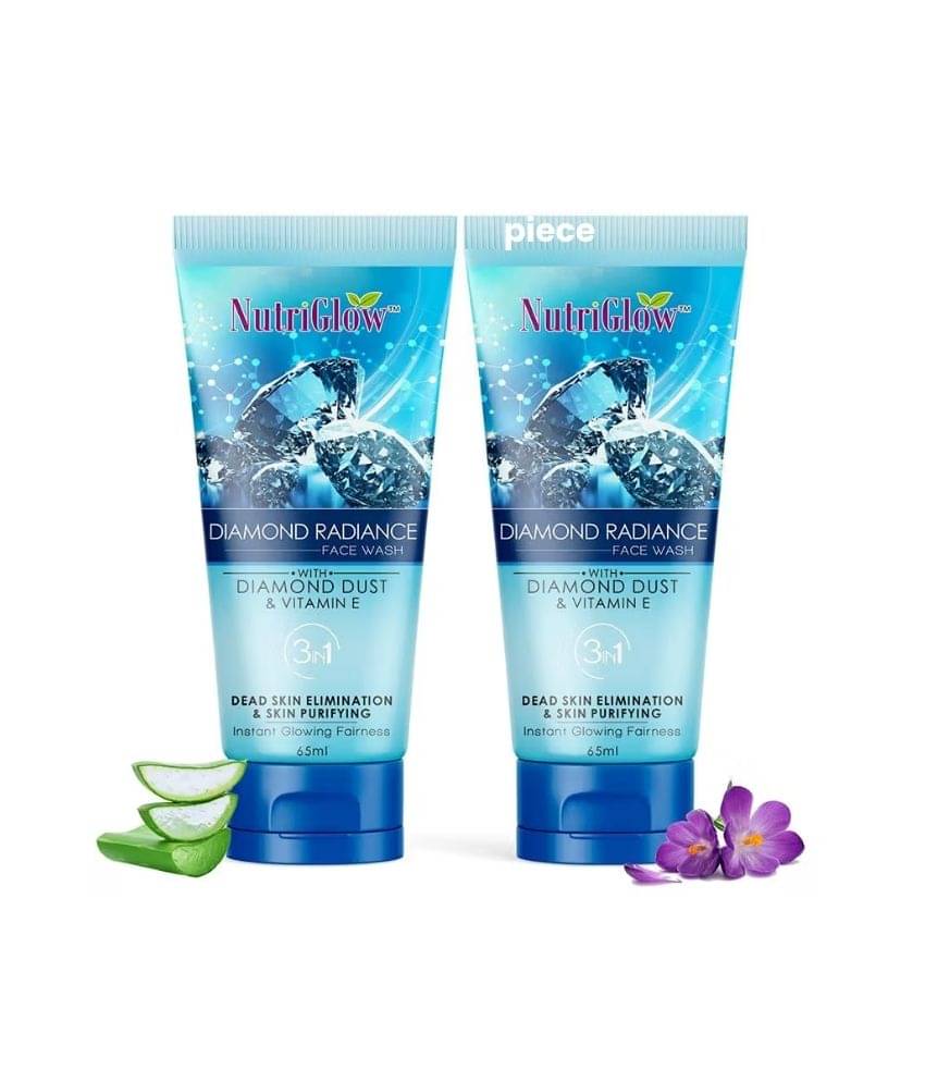     			NutriGlow Diamond Radiance Face Wash For Brighter Skin Tone and Deep Pore Cleansing, Removes Blackheads, Whiteheads, 65ml each, Pack of 2