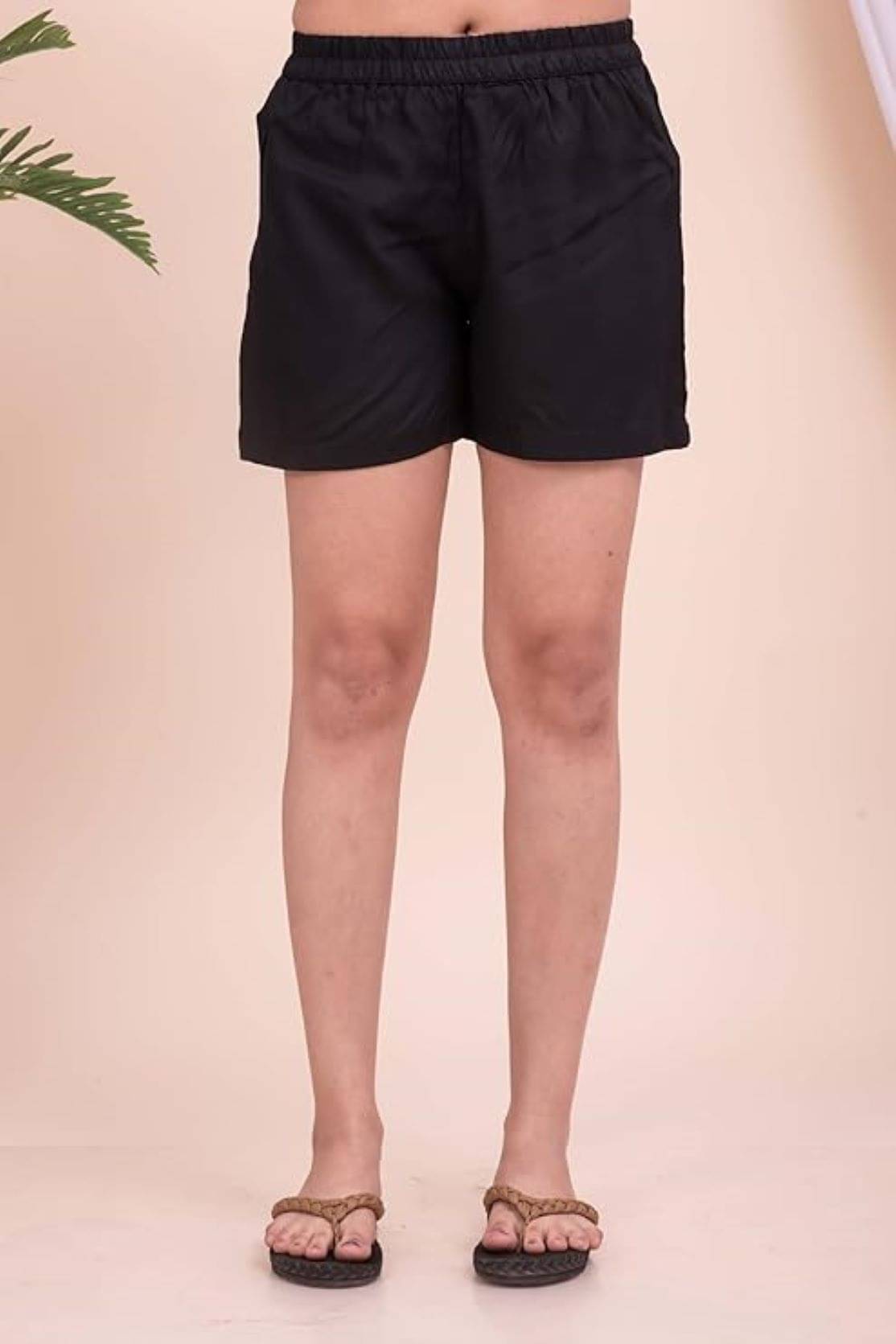     			Generic Women Cotton Regular Shorts ( Black )