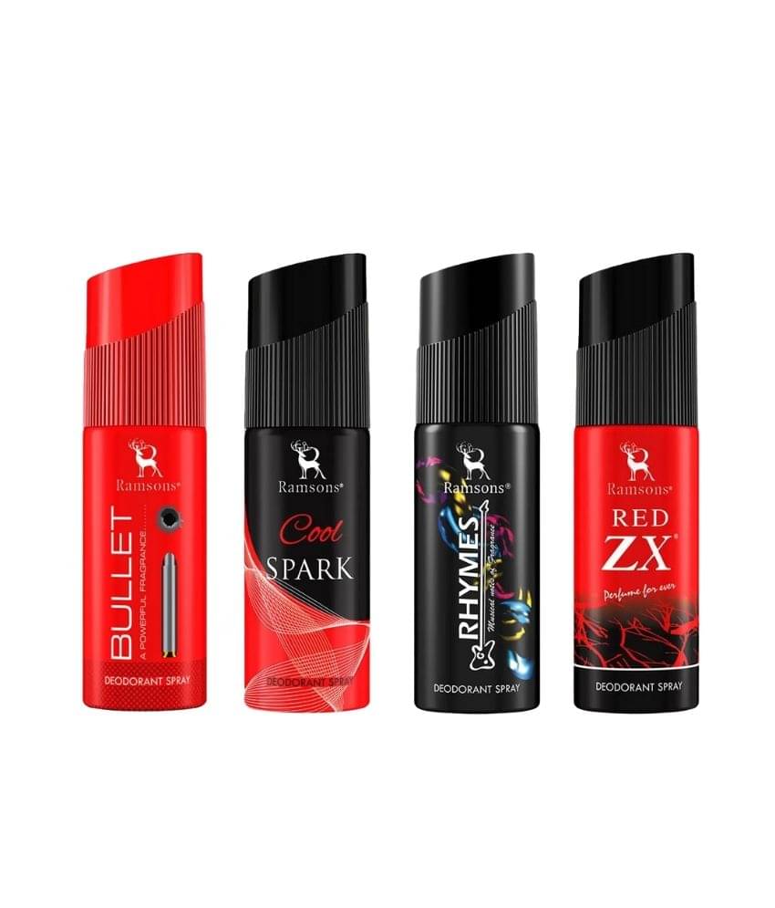     			Ramsons Cool Spark, Rhymes, Red Zx & Bullet Deodorant Combo 40ml (Pack of 4)