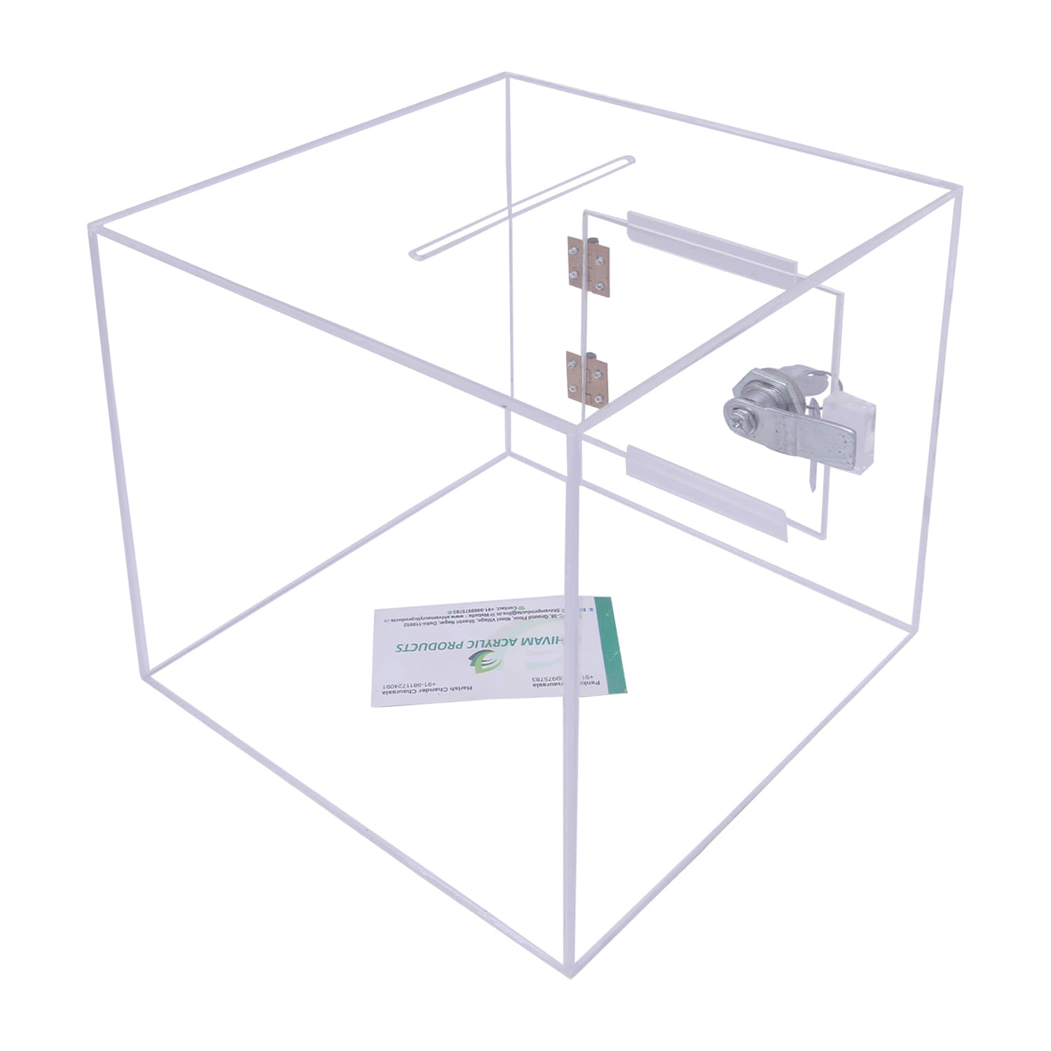     			Rasper Transparent Acrylic Donation Box Daan Patra Visiting Card Drop Box Ballot Lucky Draw Box For Coupon Collection Daan Peti (Small Size 6x6x6 Inches, Square Shape) with Lock Facility