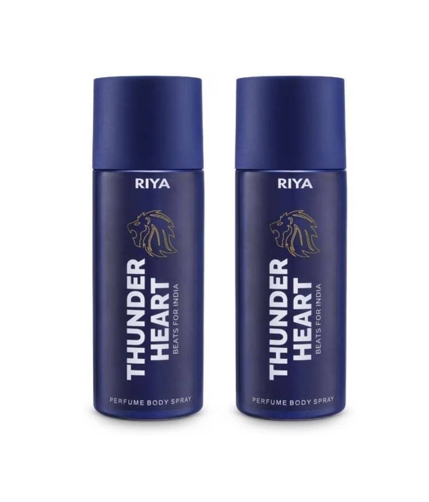     			Riya Thunderheart Blue 150ml Each Perfume Body Spray for Men ( Pack of 2 )