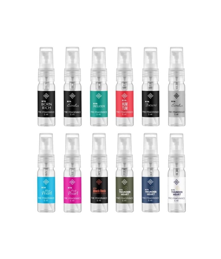 Riya XPLORIYA Best Seller Unisex Fragrance Gift Set | 12x5ml | Pocket Friendly Eau de Parfum - 60 ml (For Men & Women)