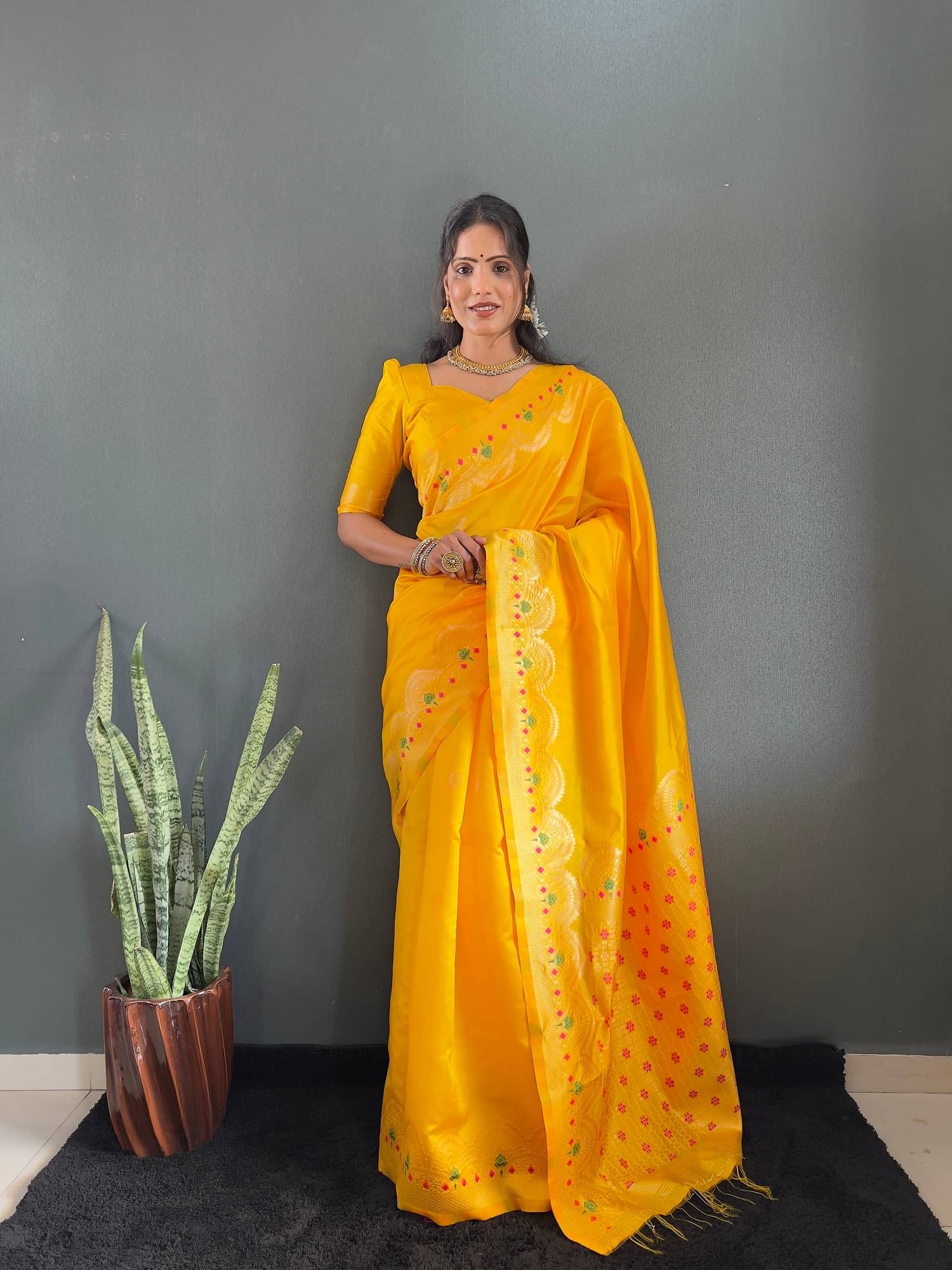 SATVASHIV Silk Blend Self Design Regular Saree With Unstitched Blouse Piece ( Yellow ) SATVASHIV Silk Blend Self Design Regular Saree With Unstitched Blouse Piece ( Yellow )