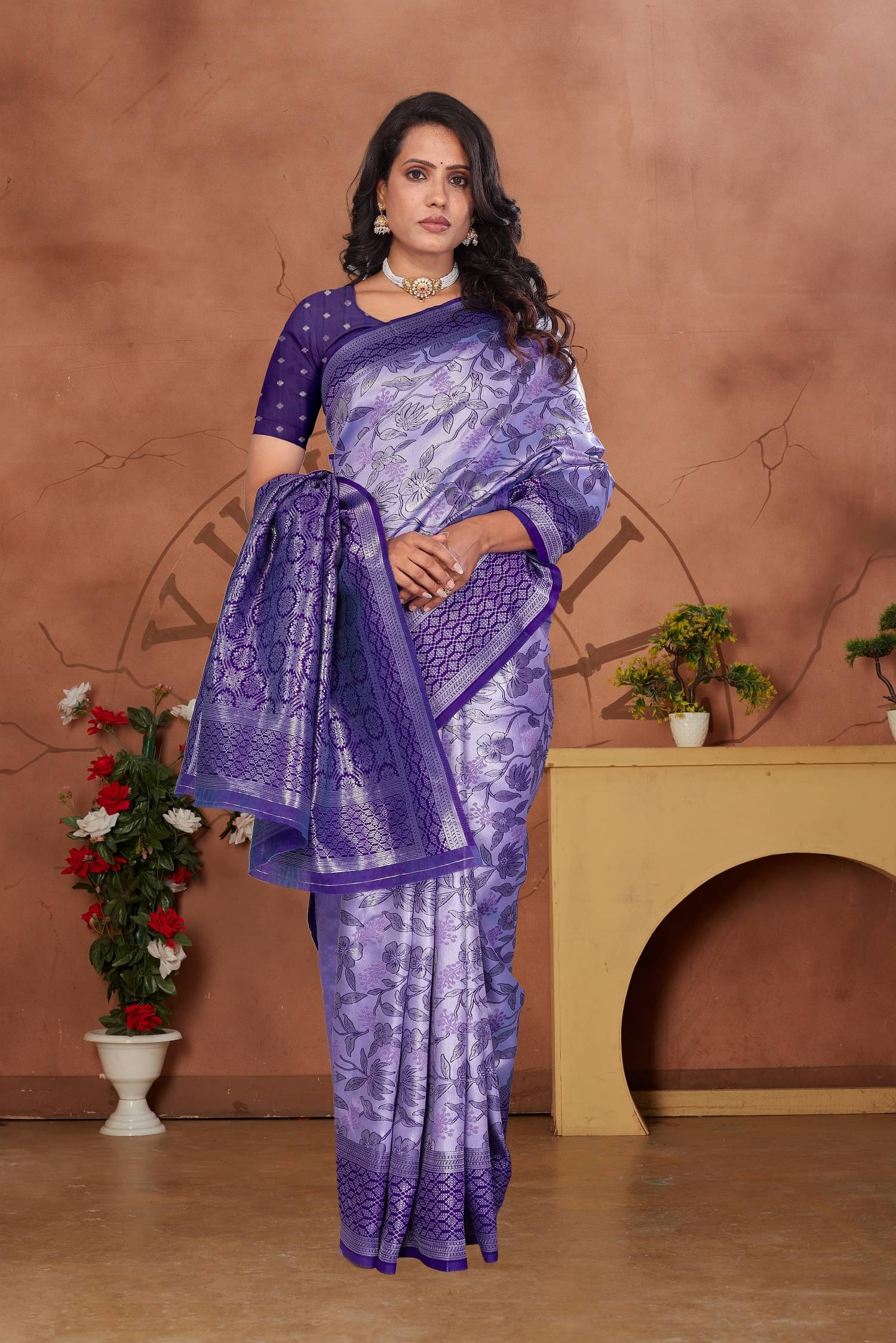     			SATVASHIV Silk Woven Regular Saree With Unstitched Blouse Piece ( Purple )