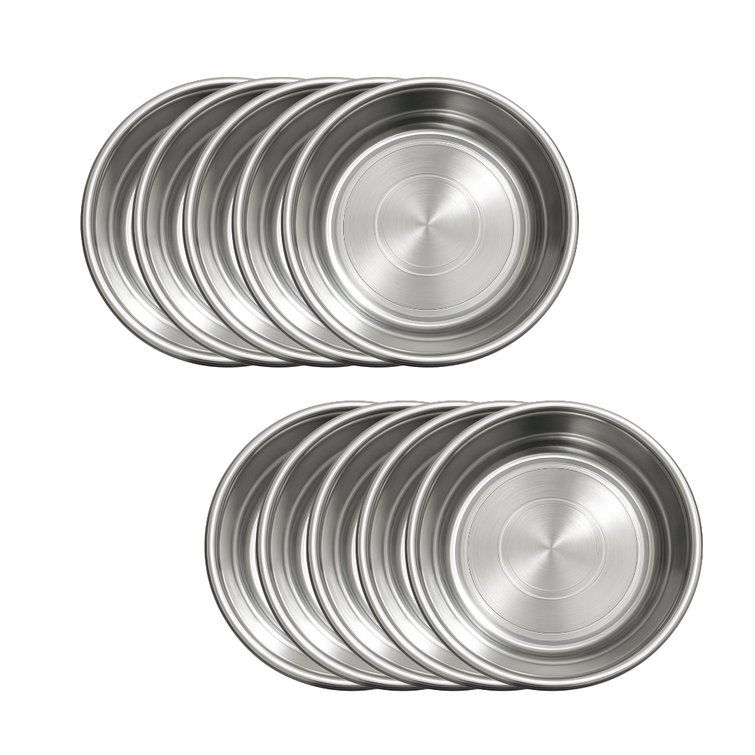 SHINI LIFESTYLE 10 Pcs Stainless Steel Silver Quarter Plate     			SHINI LIFESTYLE 10 Pcs Stainless Steel Silver Quarter Plate