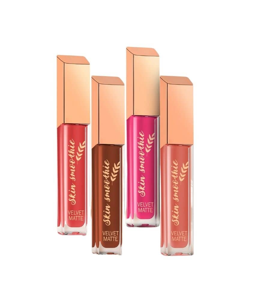 SKIN SMOOTHIE Liquid Matte Lipstick Lating Nude Edition, 2 ml Each, (Pack of 4)