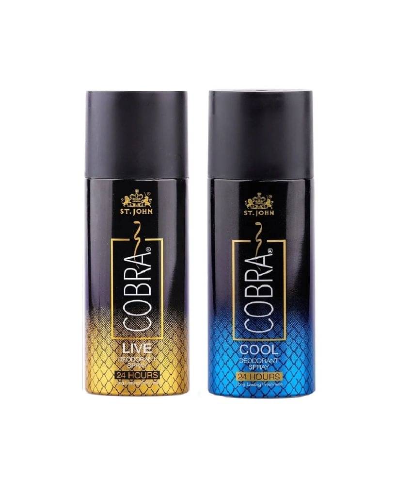     			ST.JOHN Cobra Live & Cool Long Lasting Deodorant Spray for Men 150ml Each (300ml)- Pack of 2