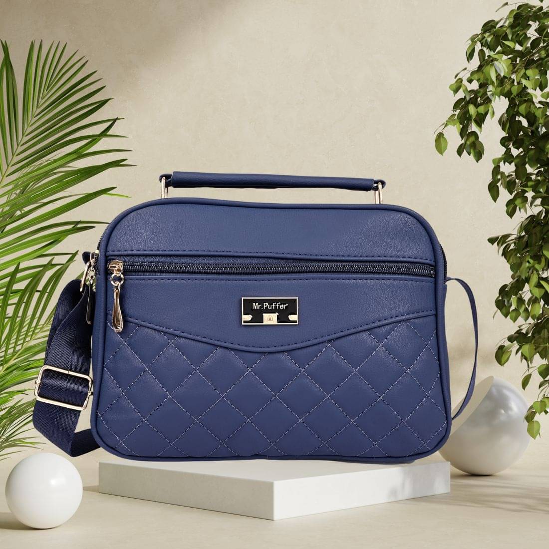     			Sageware Sling Bag PU Set of 1 ( Blue )