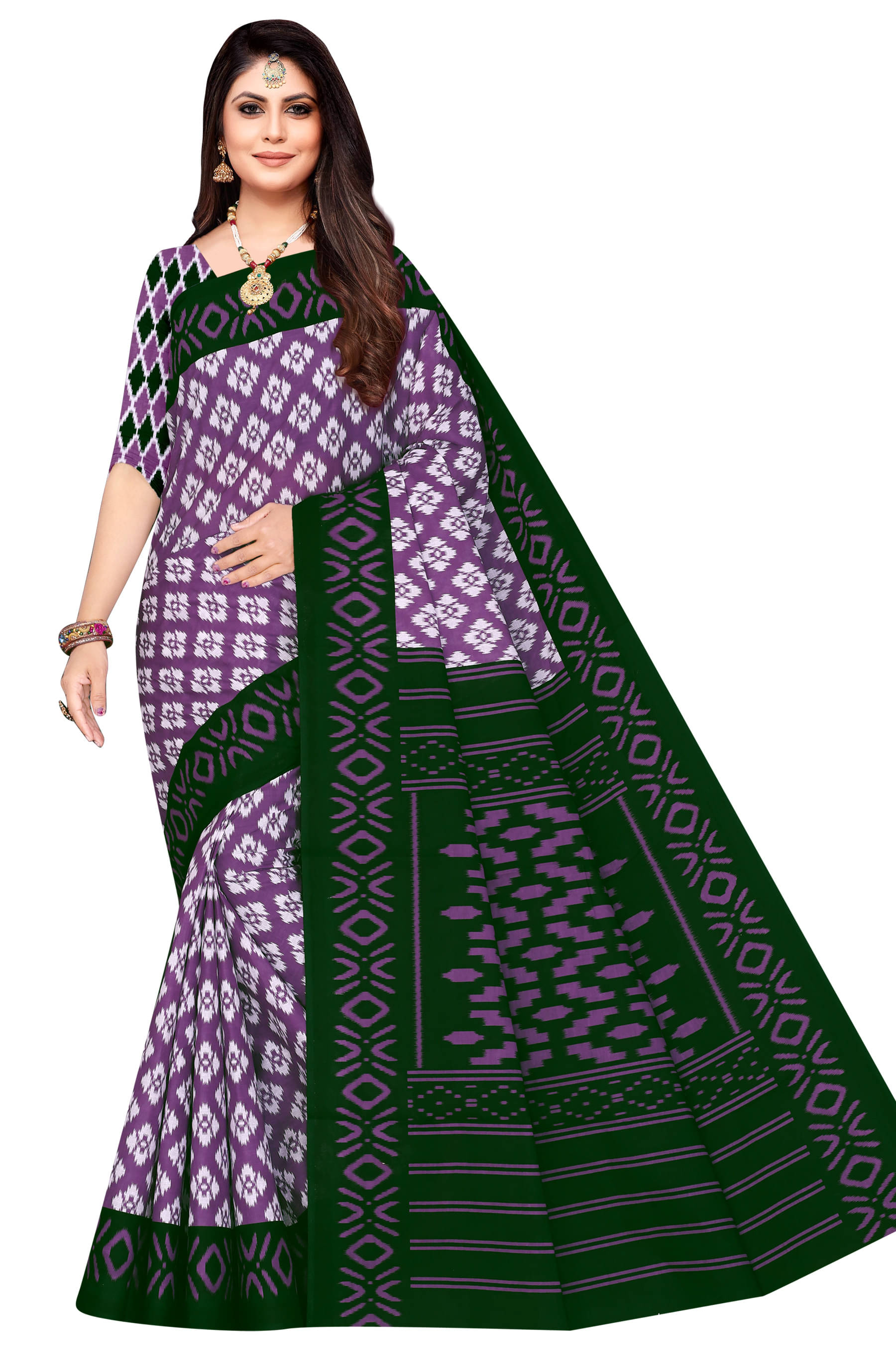     			Sarita Saree Cotton Printed Sambalpuri Saree Without Blouse Piece ( Mauve )