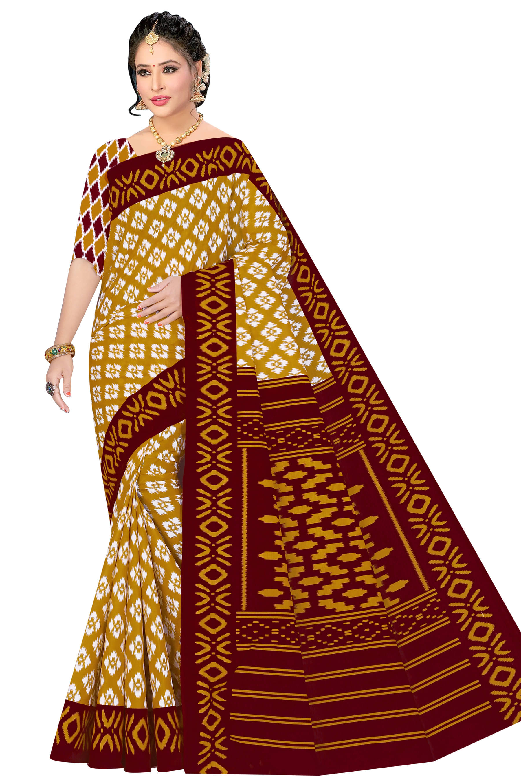 Sarita Saree Cotton Printed Sambalpuri Saree Without Blouse Piece ( Mustard ) Sarita Saree Cotton Printed Sambalpuri Saree Without Blouse Piece ( Mustard )