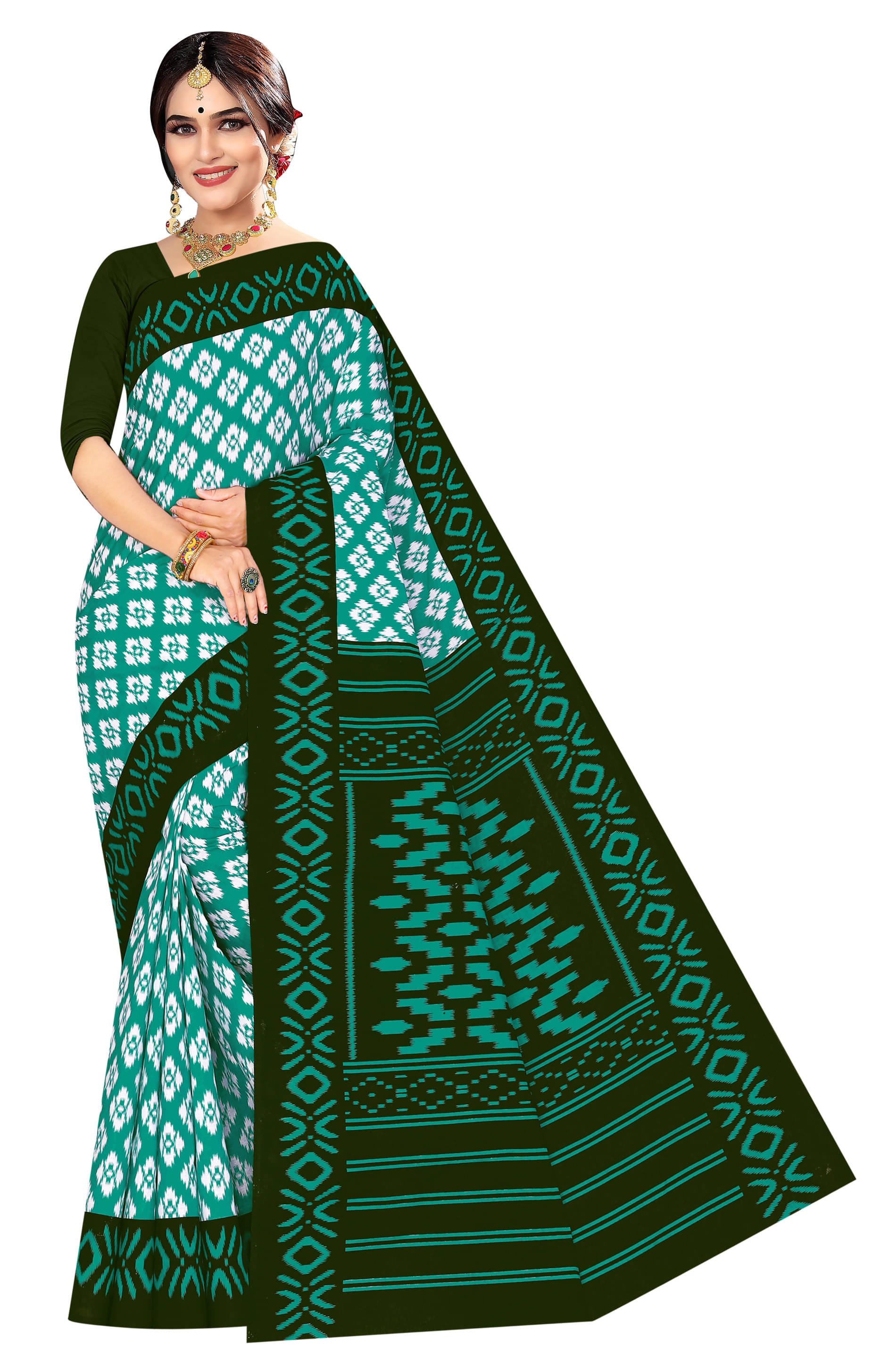Sarita Saree Cotton Printed Sambalpuri Saree Without Blouse Piece ( Sea Green ) Sarita Saree Cotton Printed Sambalpuri Saree Without Blouse Piece ( Sea Green )