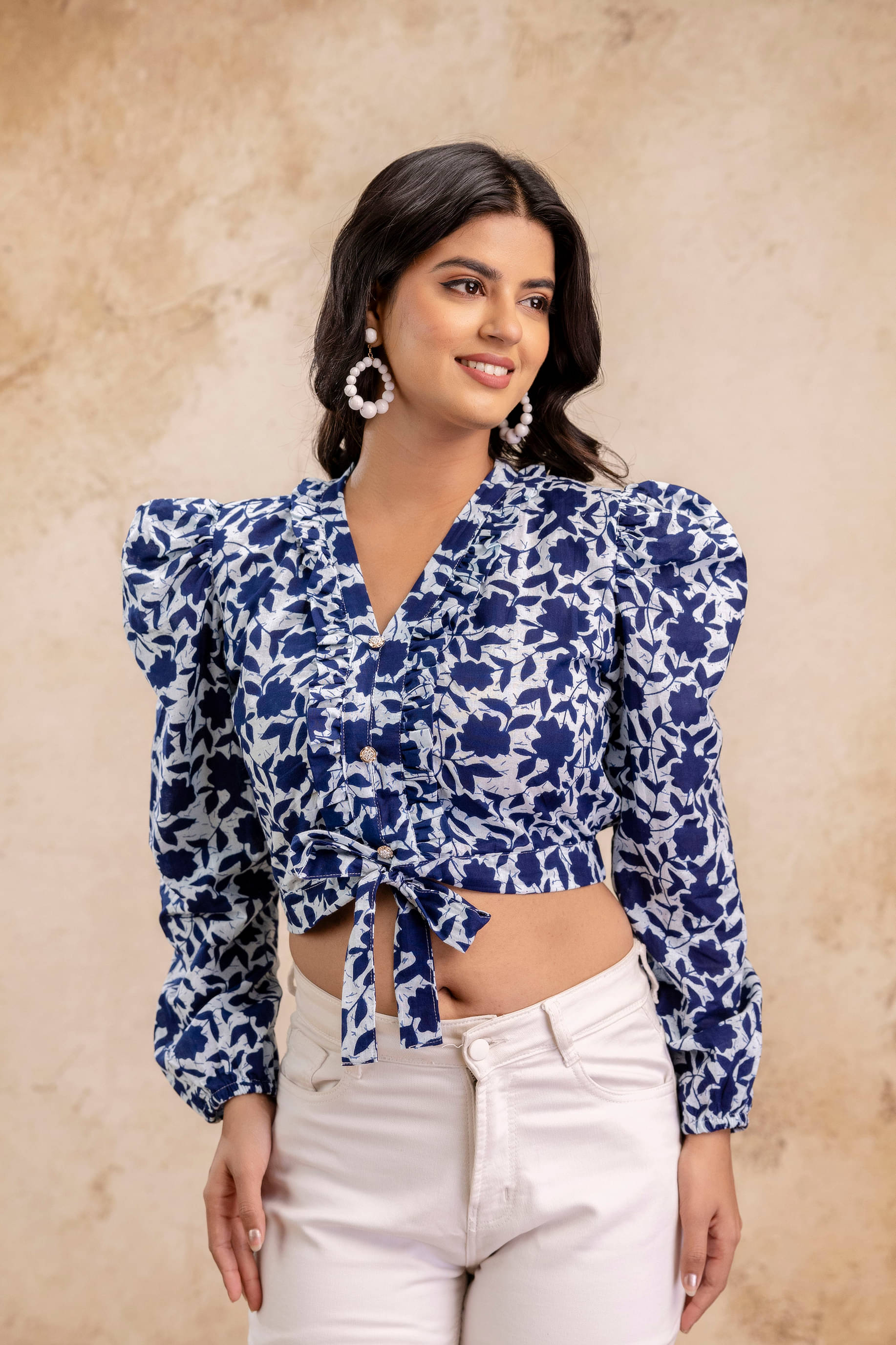     			Sawariya Women's Cotton Crop Top ( Blue )