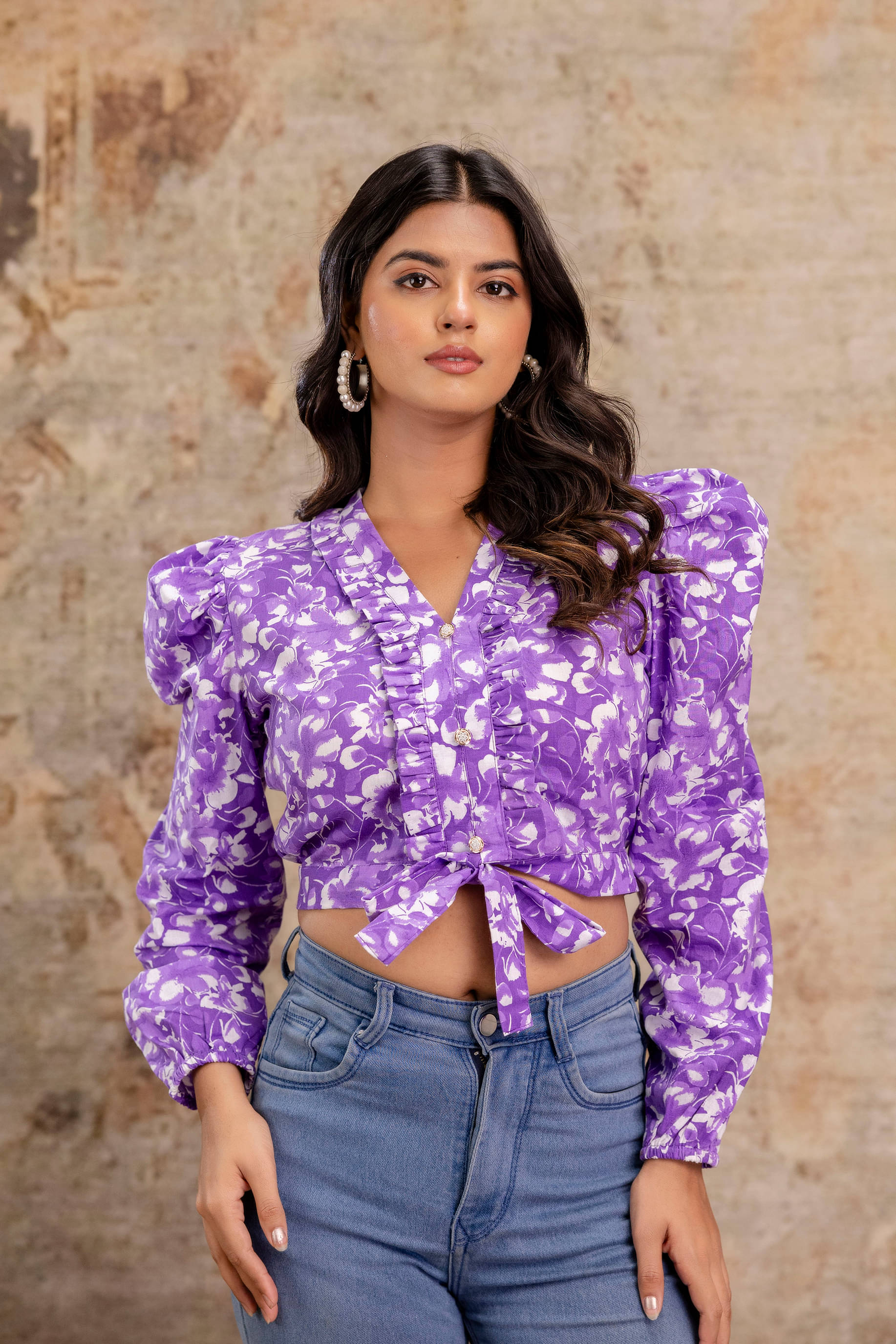     			Sawariya Women's Cotton Crop Top ( Purple )