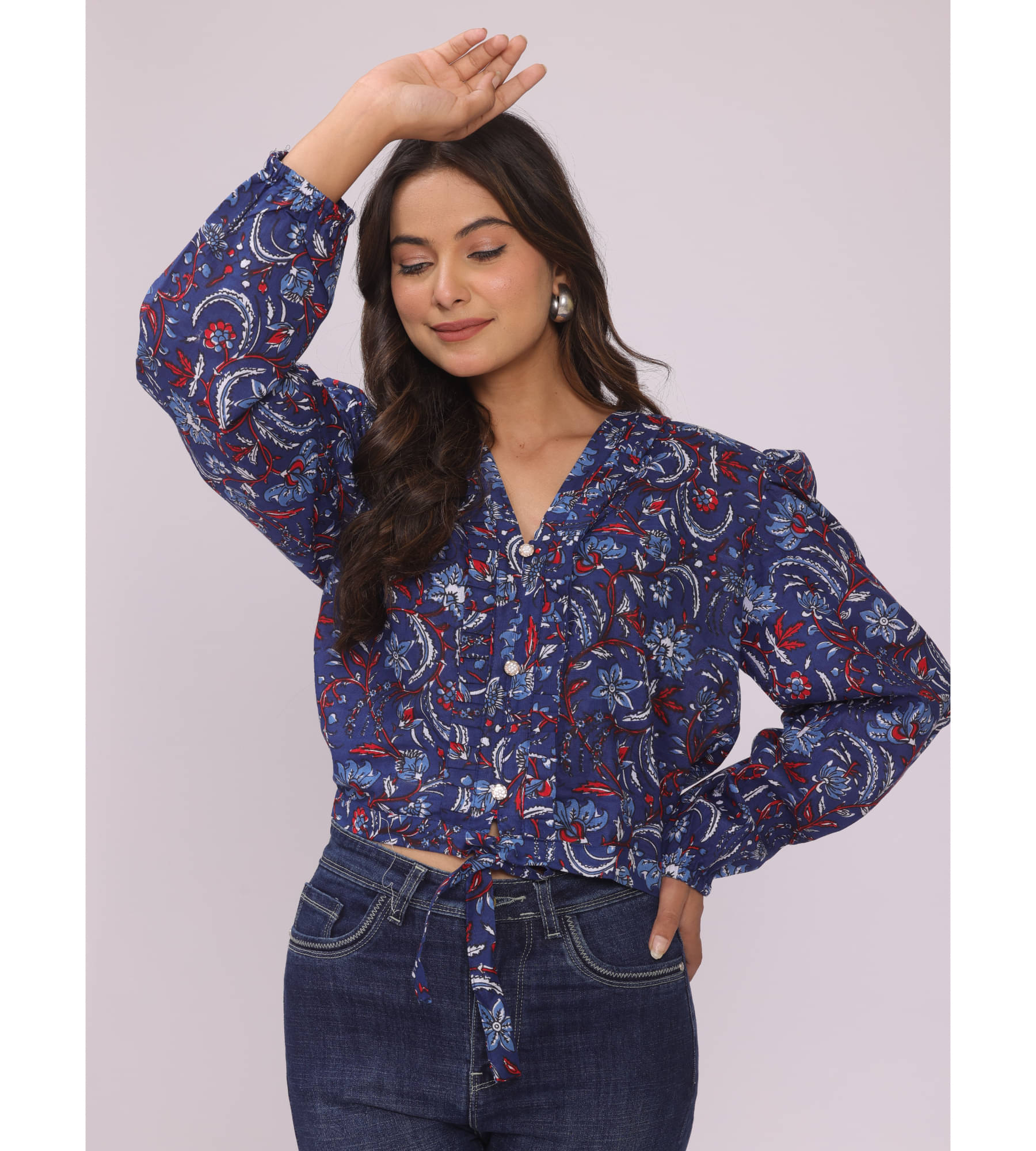     			Sawariya Women's Cotton Crop Top ( Navy Blue )