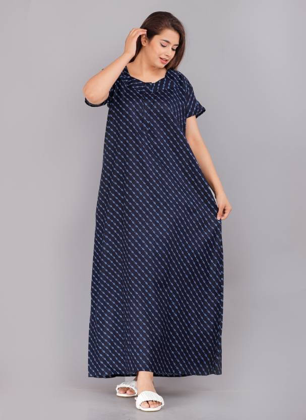    			Shopping Star Cotton Printed Women Regular Nighty ( Blue )