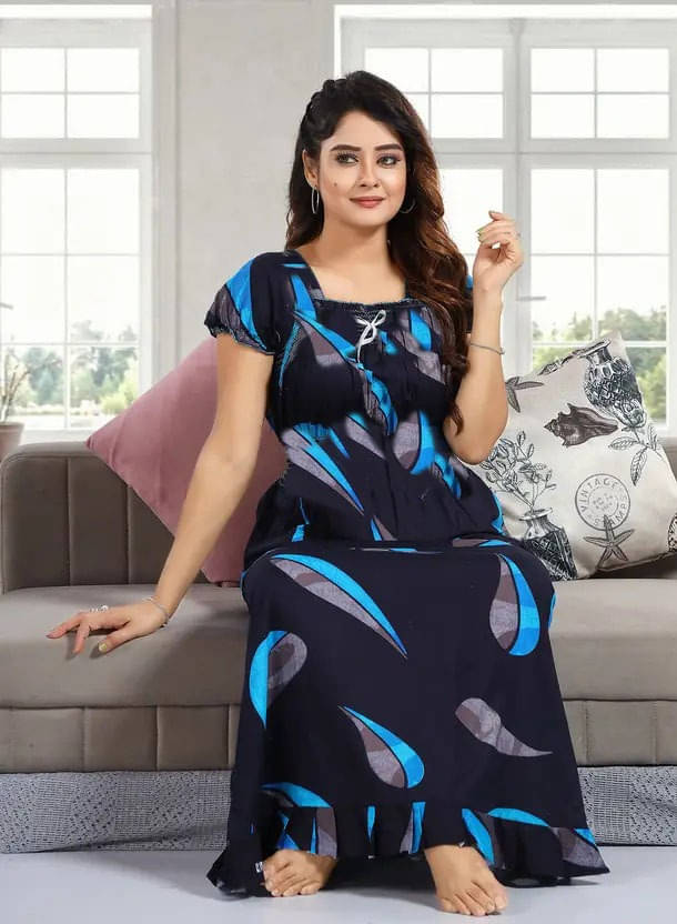     			Shopping Star Cotton Printed Women Regular Nighty ( Blue )