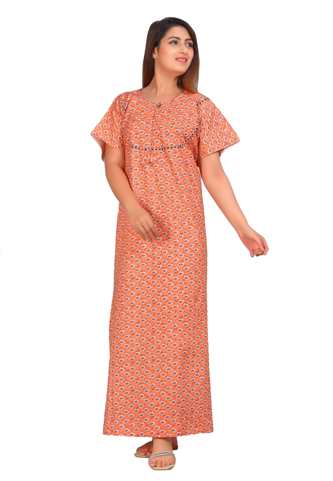     			Shopping Star Cotton Printed Women Regular Nighty ( Orange )