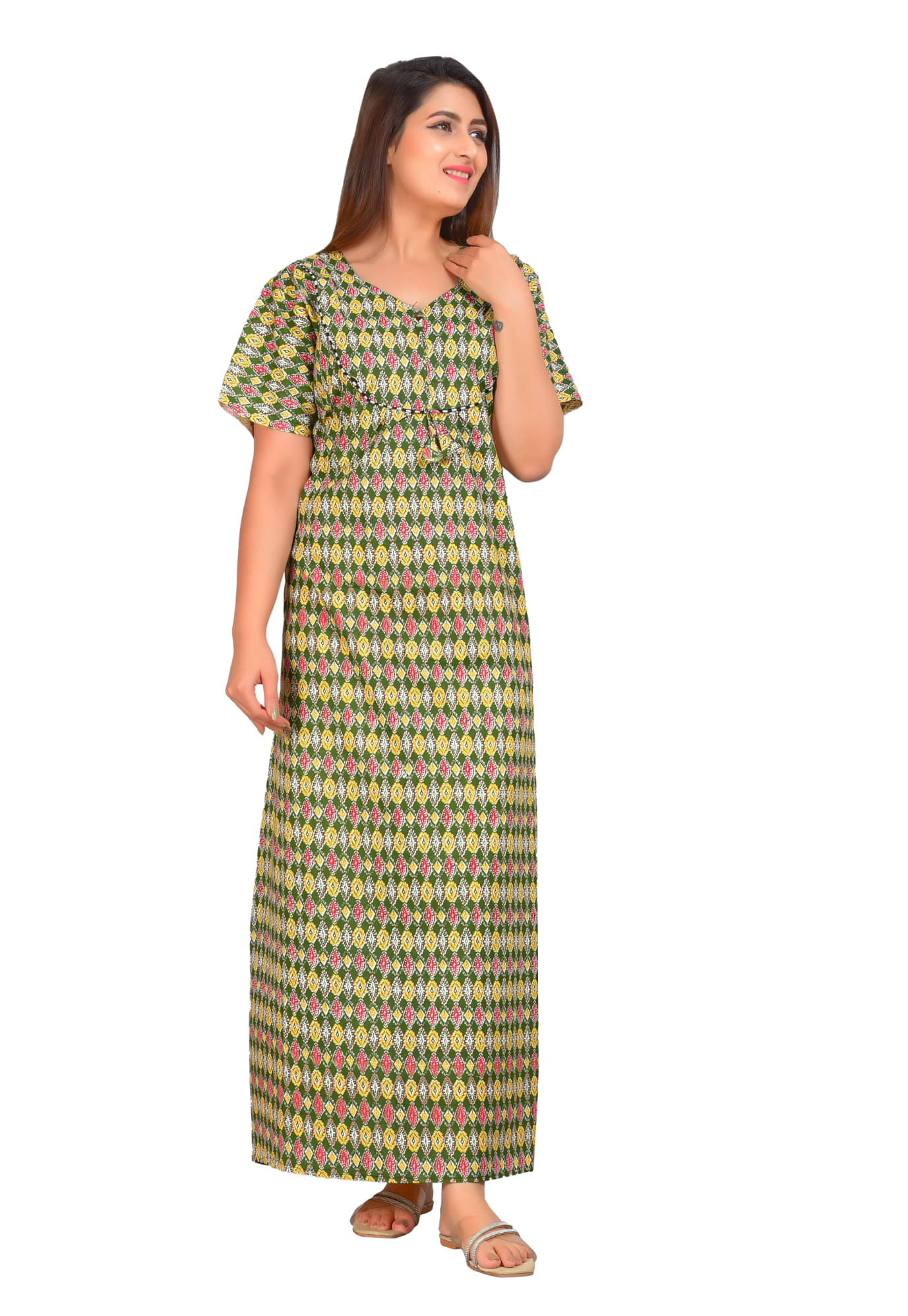     			Shopping Star Cotton Printed Women Regular Nighty ( Green )