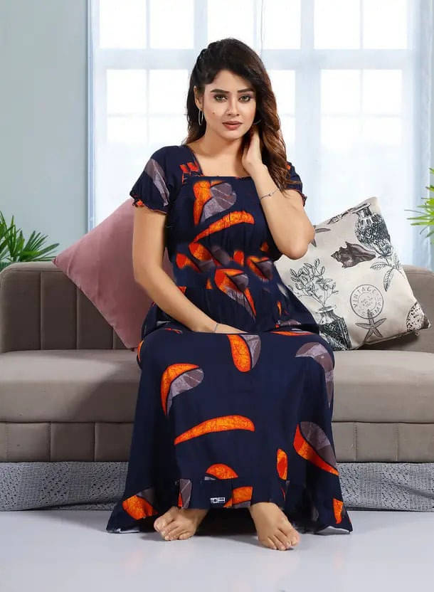    			Shopping Star Cotton Printed Women Regular Nighty ( Orange )