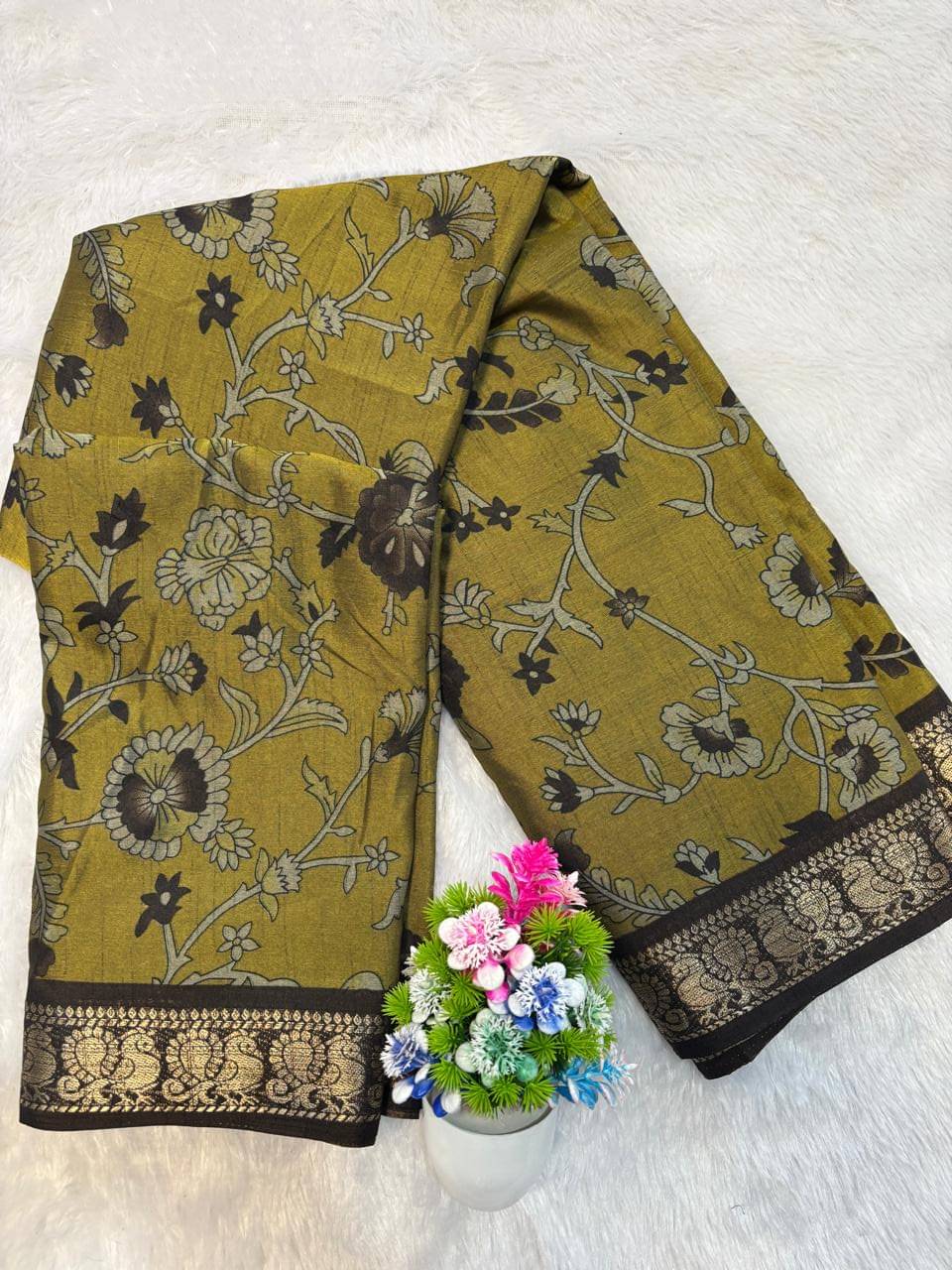     			Sitanjali Cotton Printed Sambalpuri Saree With Unstitched Blouse Piece ( Mustard )
