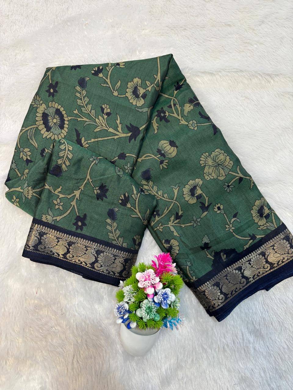     			Sitanjali Cotton Printed Sambalpuri Saree With Unstitched Blouse Piece ( Teal )