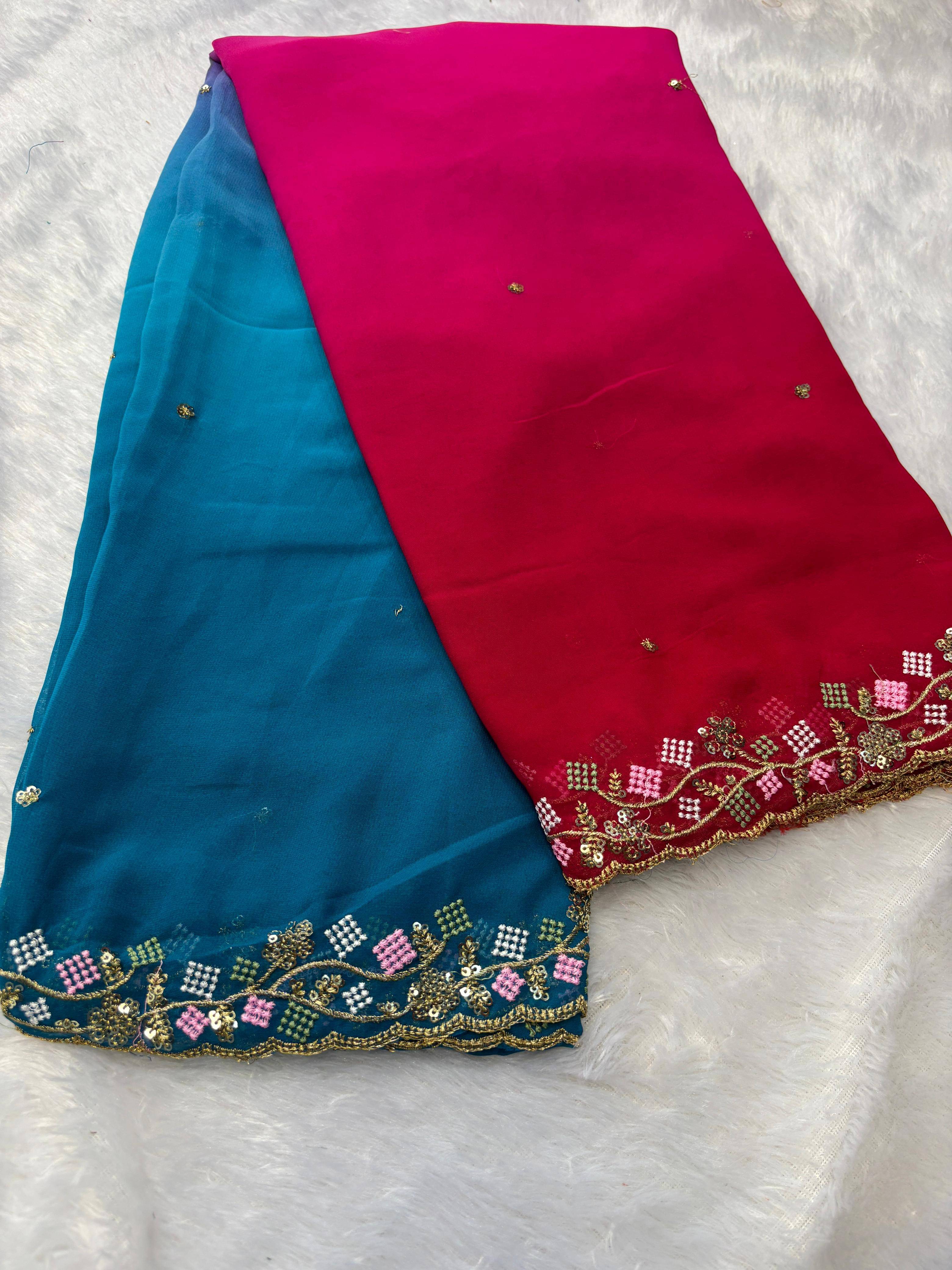     			Sitanjali Georgette Printed Sambalpuri Saree With Unstitched Blouse Piece ( Pink )