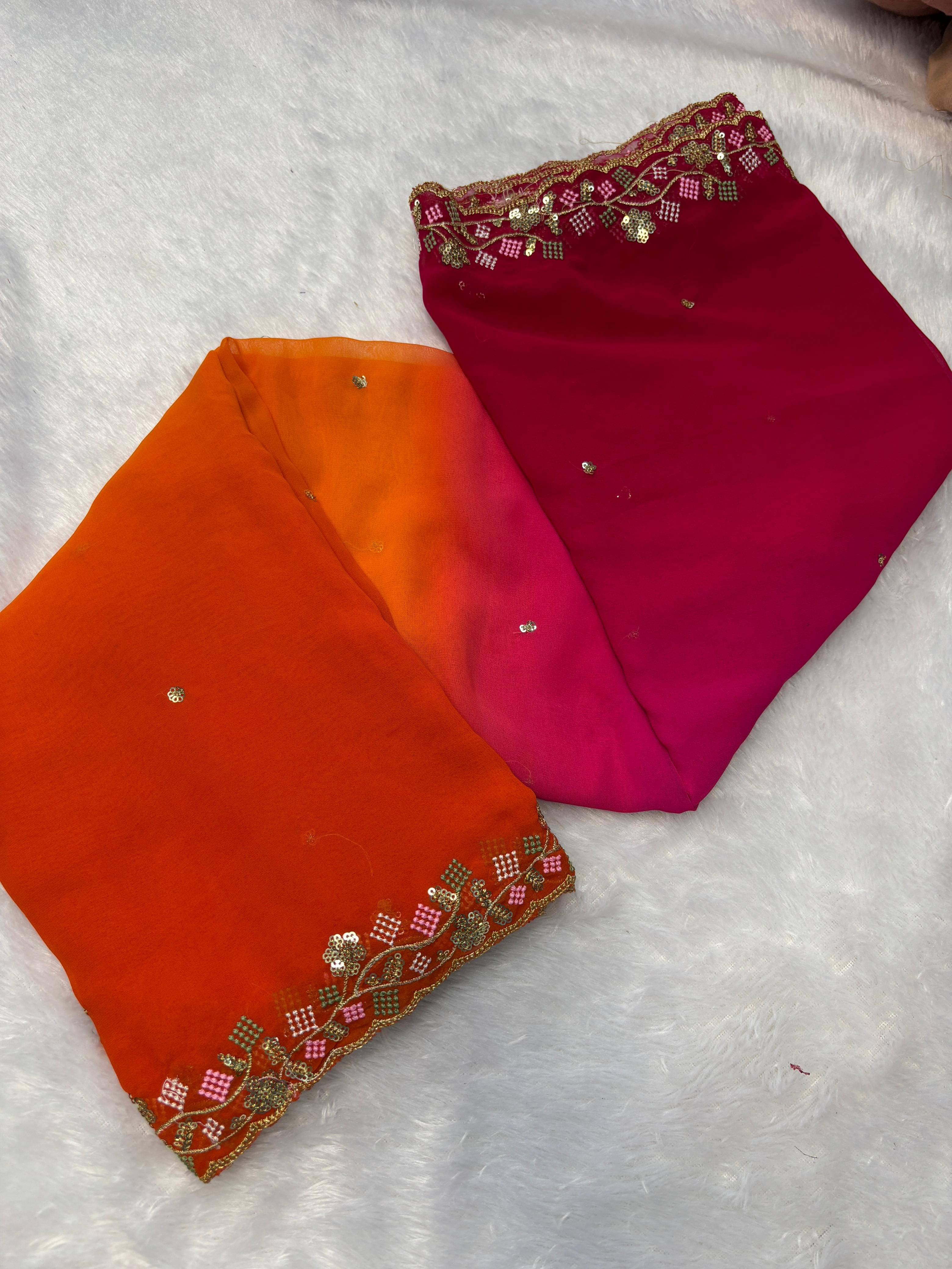     			Sitanjali Georgette Printed Sambalpuri Saree With Unstitched Blouse Piece ( ORANGE )