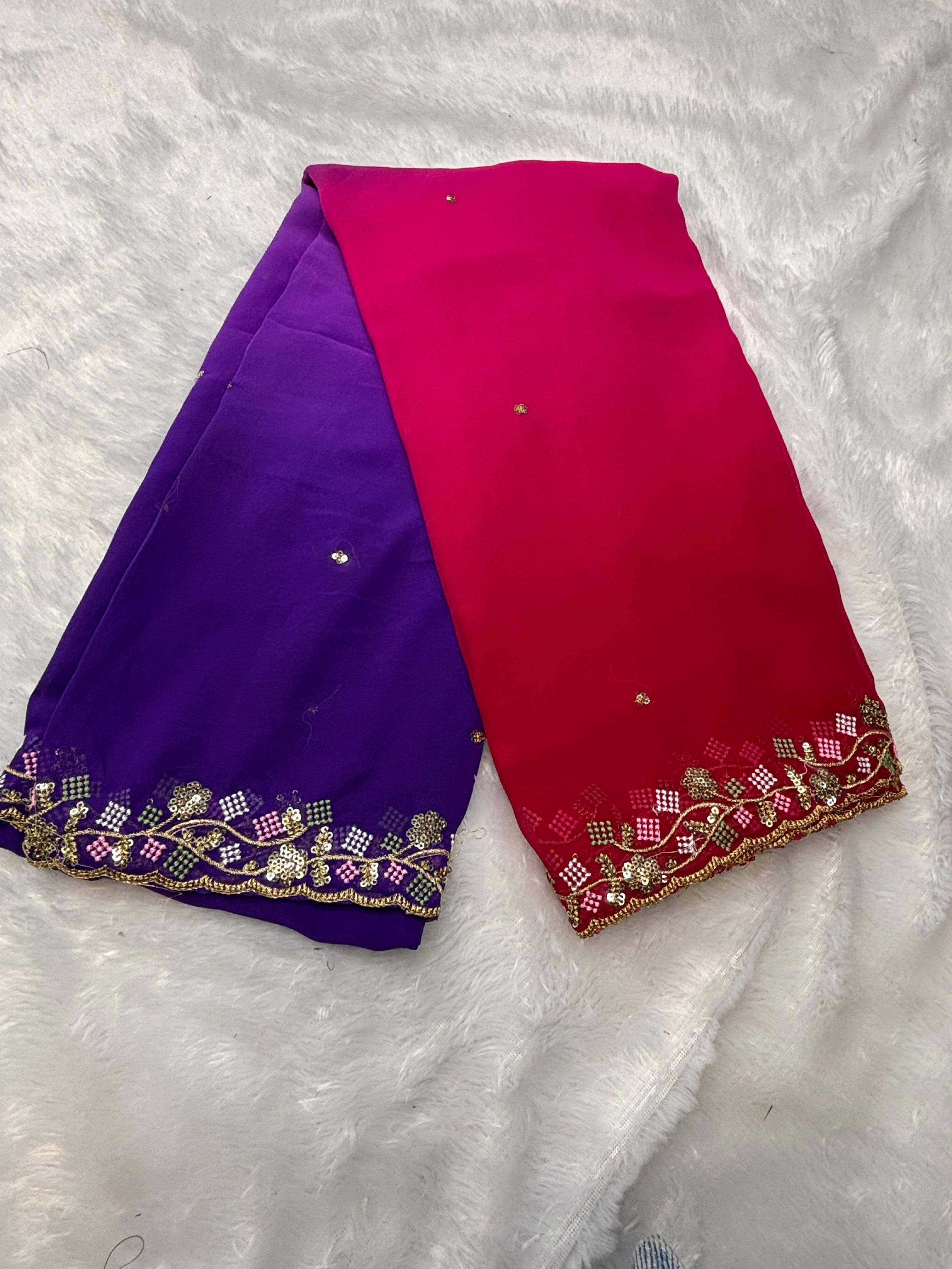     			Sitanjali Georgette Printed Sambalpuri Saree With Unstitched Blouse Piece ( PURPLE )