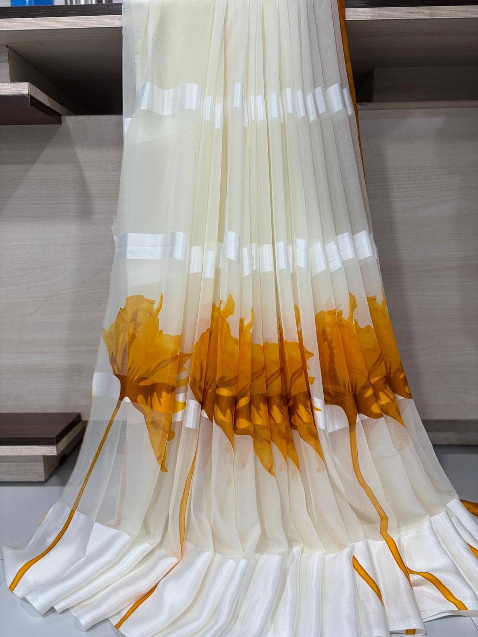 Sitanjali Satin Printed Regular Saree With Unstitched Blouse Piece ( YELLOW ) Sitanjali Satin Printed Regular Saree With Unstitched Blouse Piece ( YELLOW )