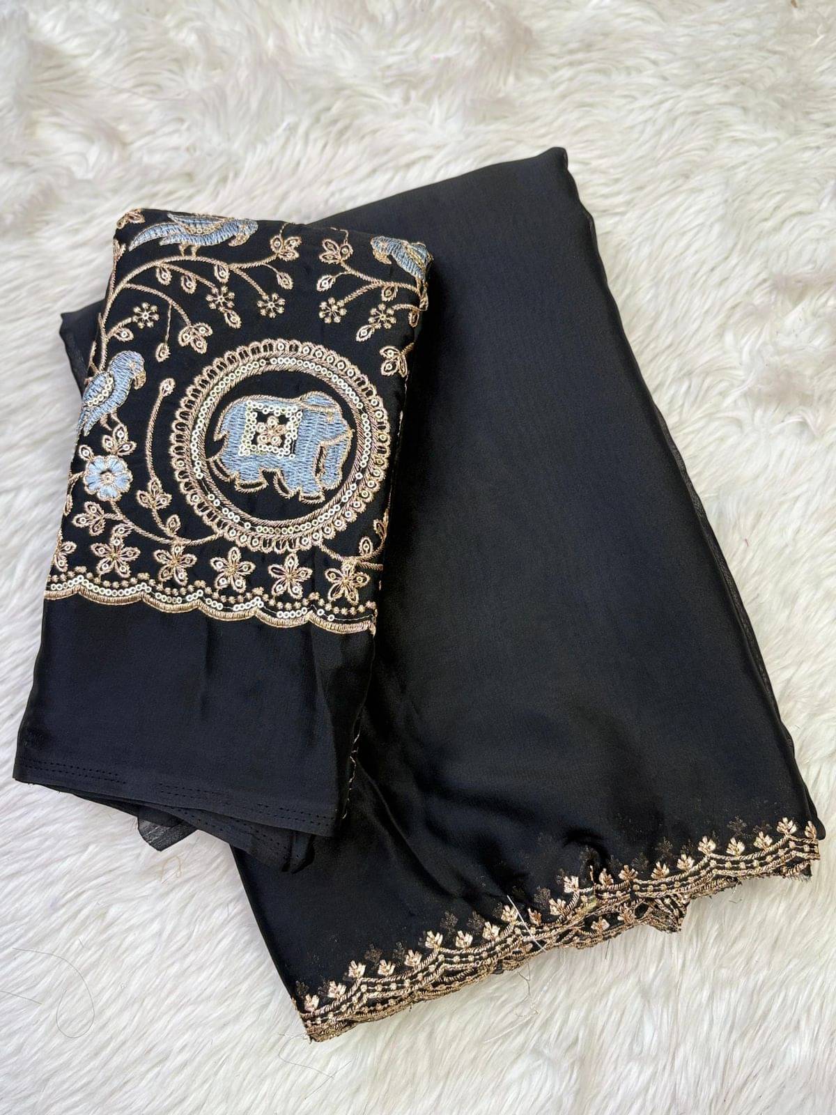     			Sitanjali Silk Blend Printed Sambalpuri Saree With Unstitched Blouse Piece ( BLACK )