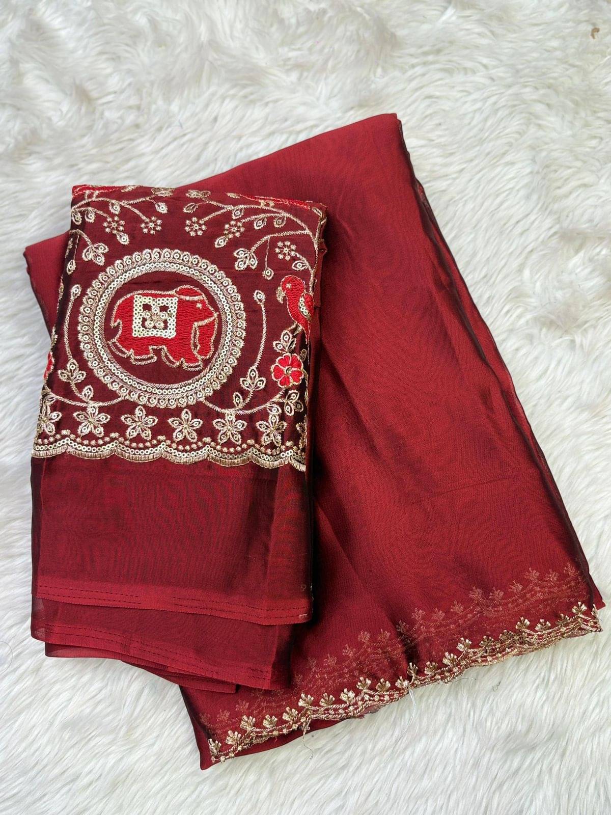     			Sitanjali Silk Blend Printed Sambalpuri Saree With Unstitched Blouse Piece ( MAROON )